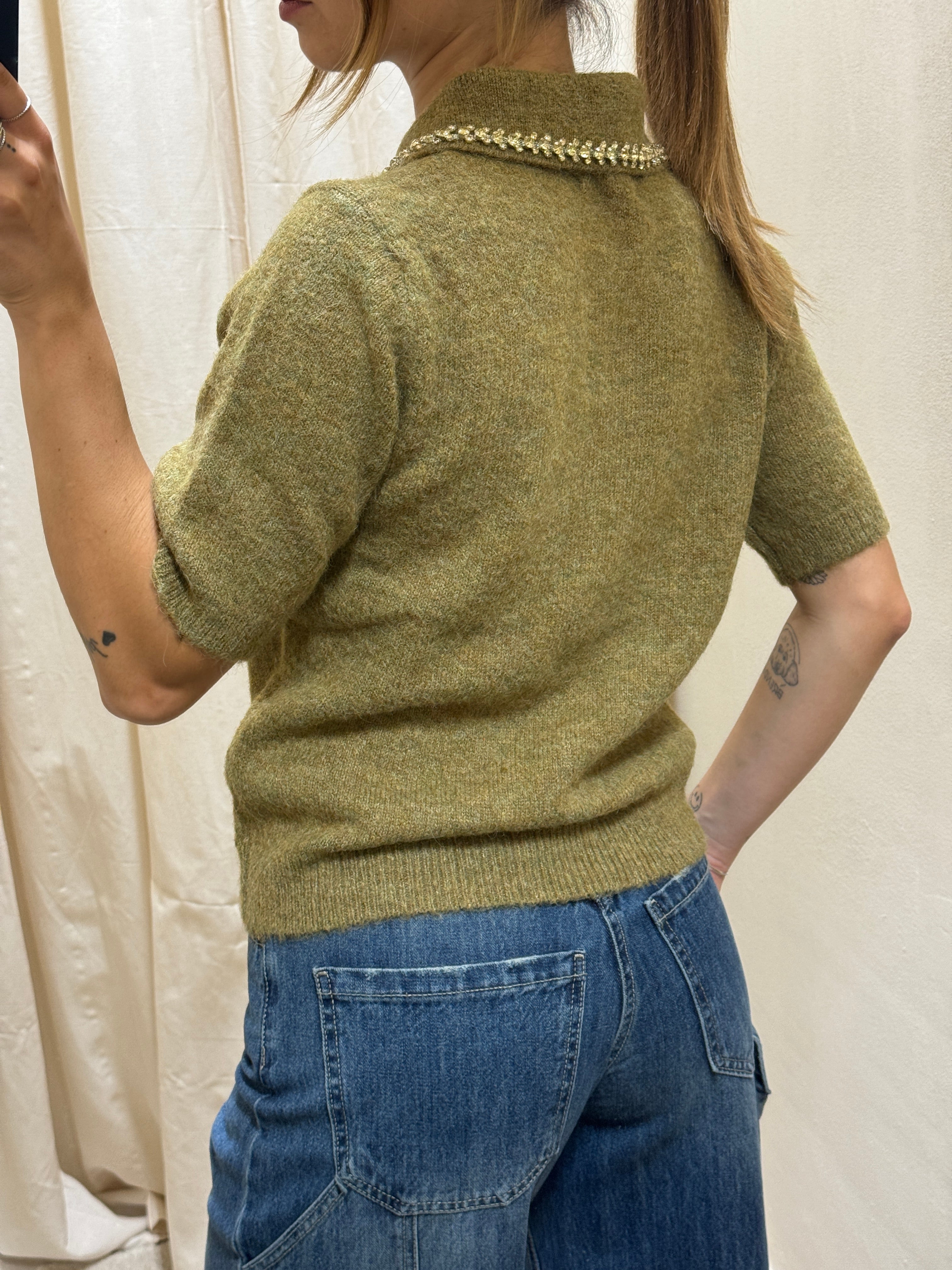 Polo in maglia con applicazioni gioiello BSB