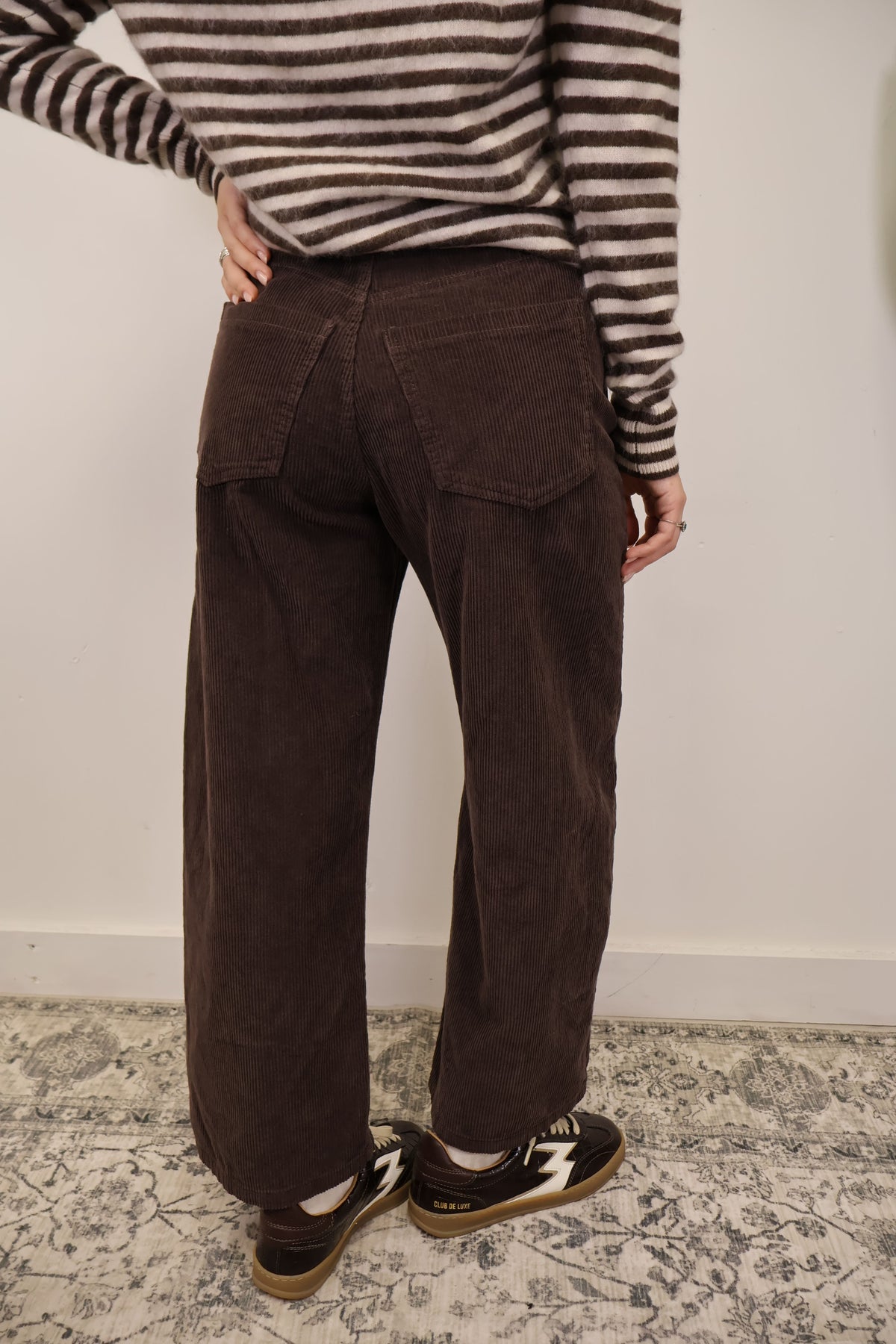 Pantalone ovetto in velluto rocciatore marrone Tensione In