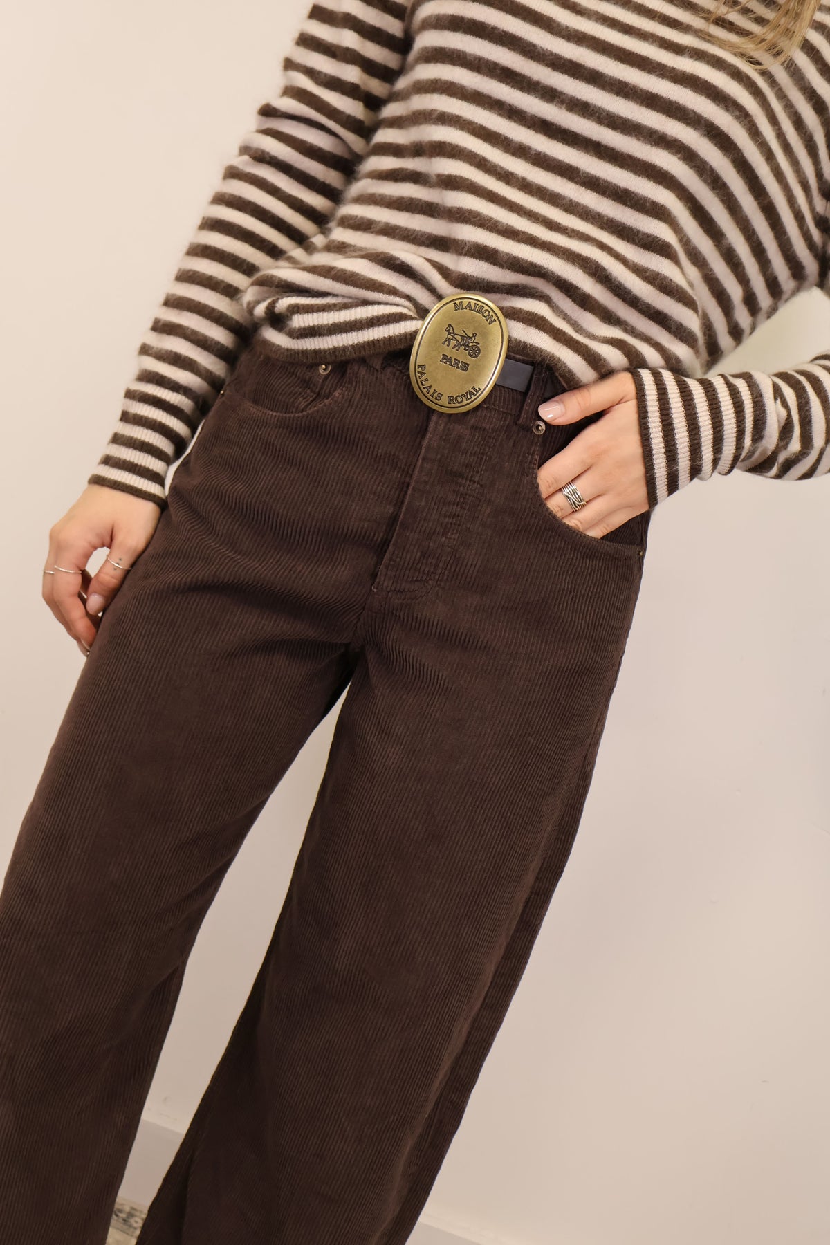 Pantalone ovetto in velluto rocciatore marrone Tensione In