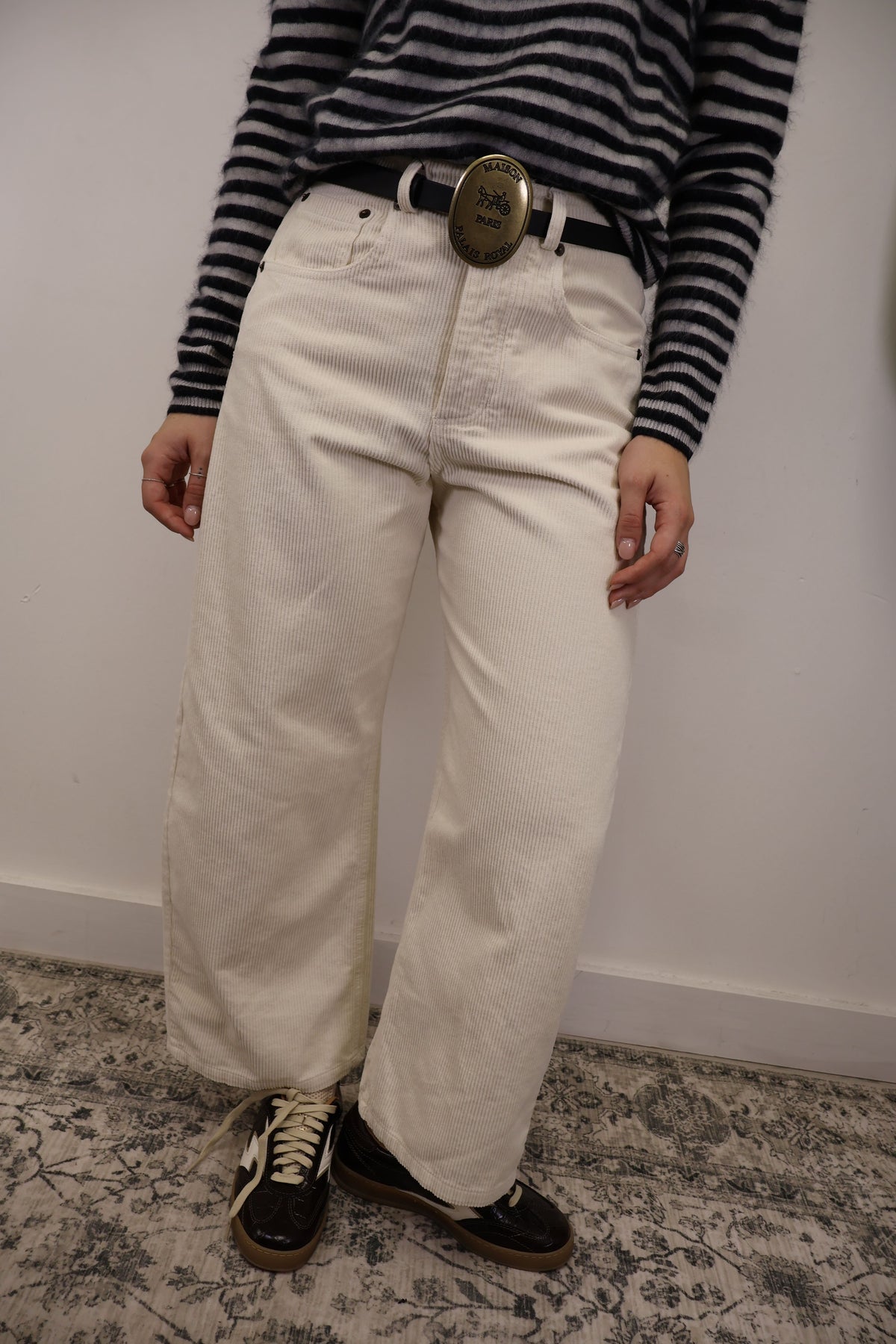 Pantalone ovetto velluto rocciatore panna Tensione In