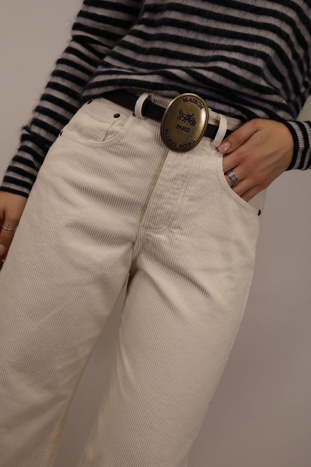Pantalone ovetto velluto rocciatore panna Tensione In