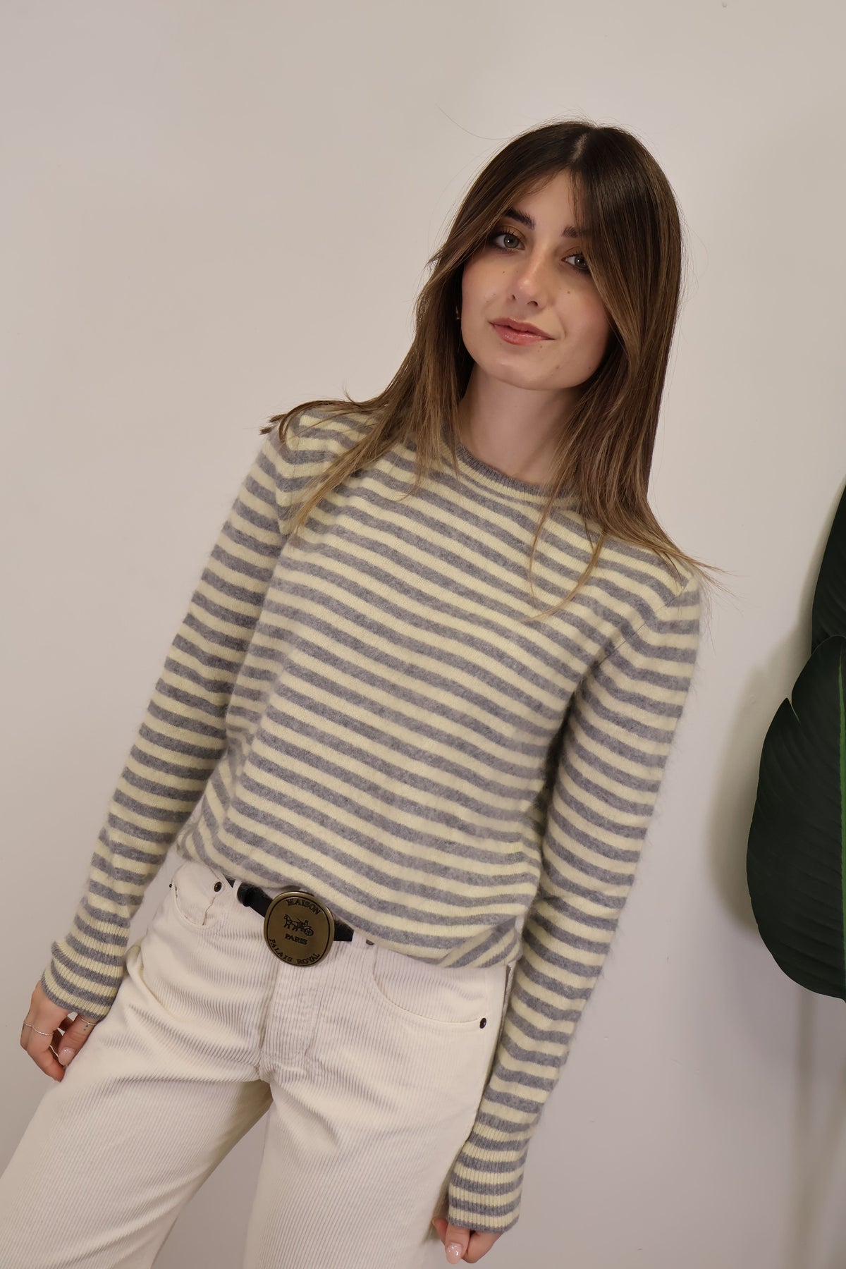 Maglione girocollo righe grigio Tensione In