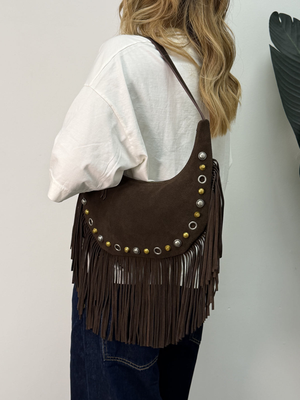 Borsa Calida hobo con frange e borchie Vicolo