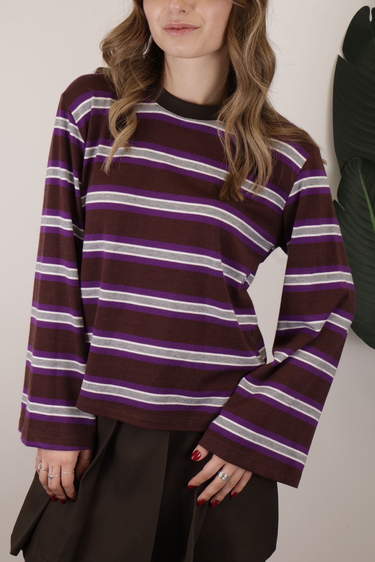 T-shirt in maglia manica ampia a righe HaveOne