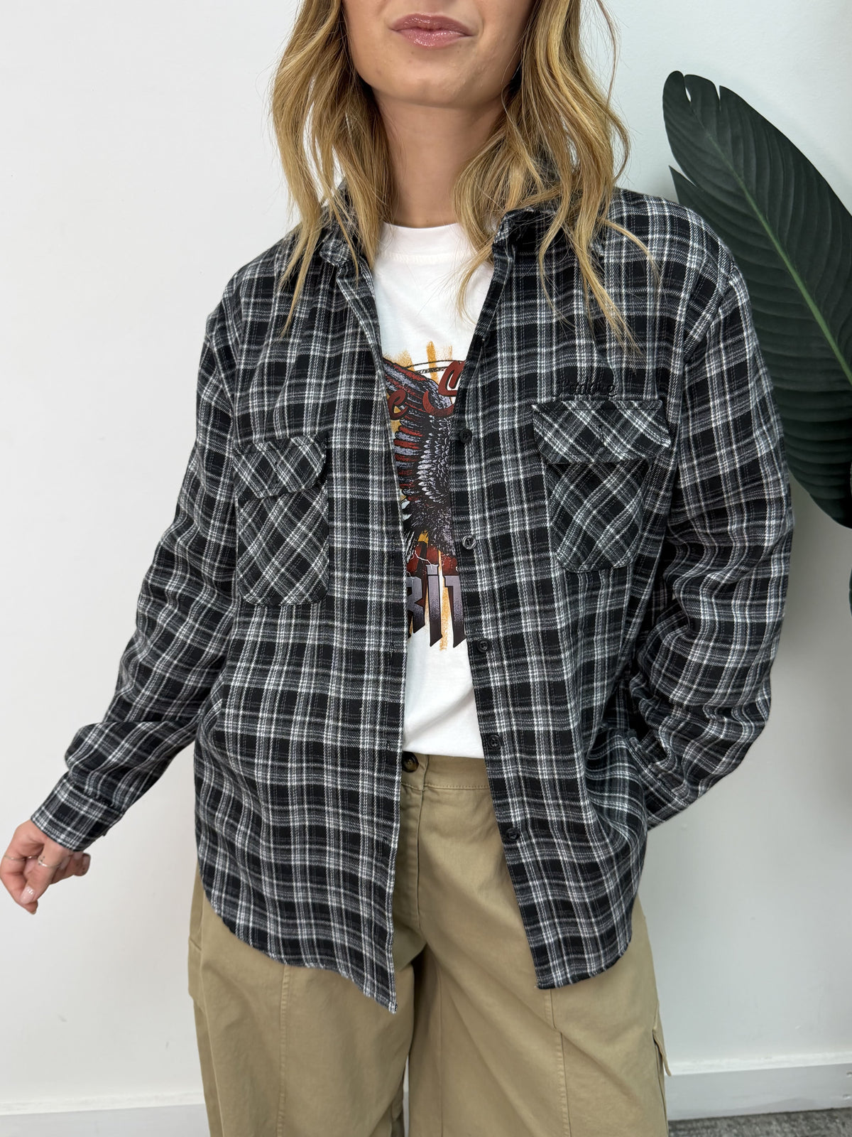 Camicia over check in flanella con taschino MyD