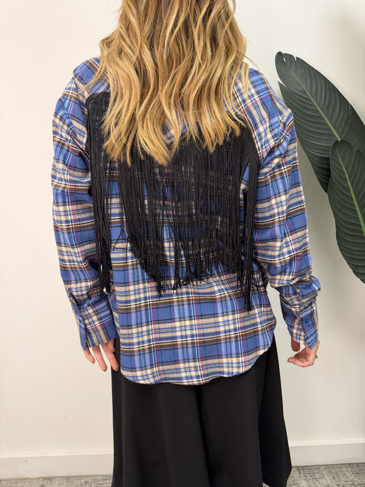 Camicia flanella stampa check con frange HaveOne