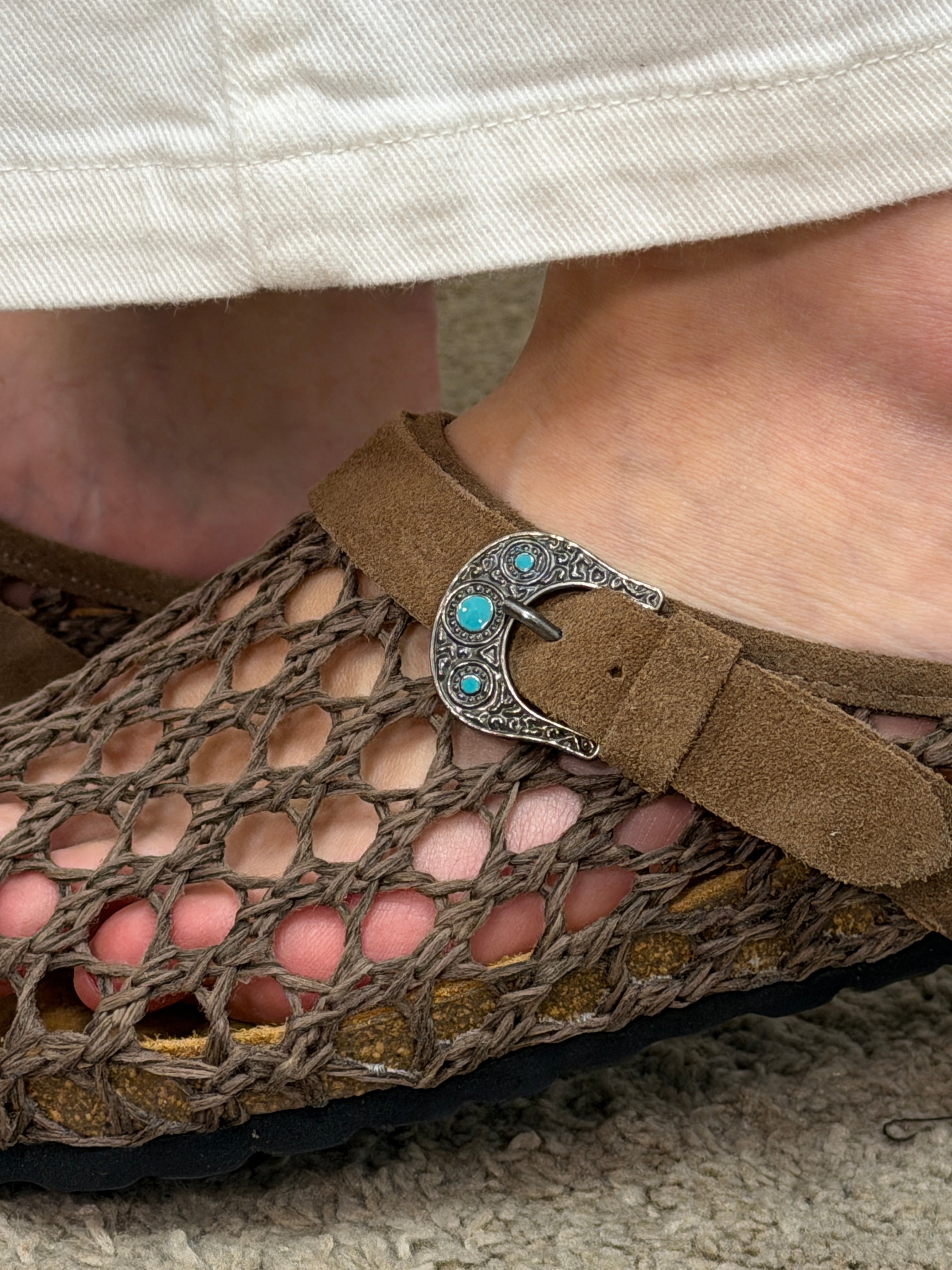 Sabot Thais a rete di cotone con fibbia texana Taji