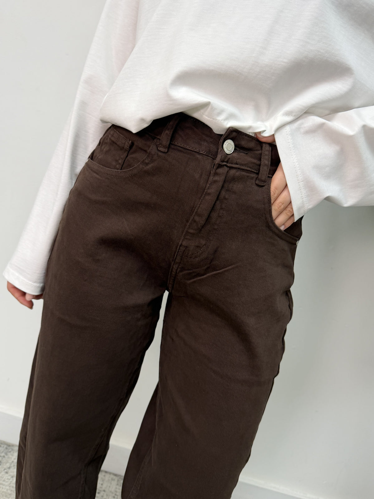 Jeans barrel tinto capo marrone MyD