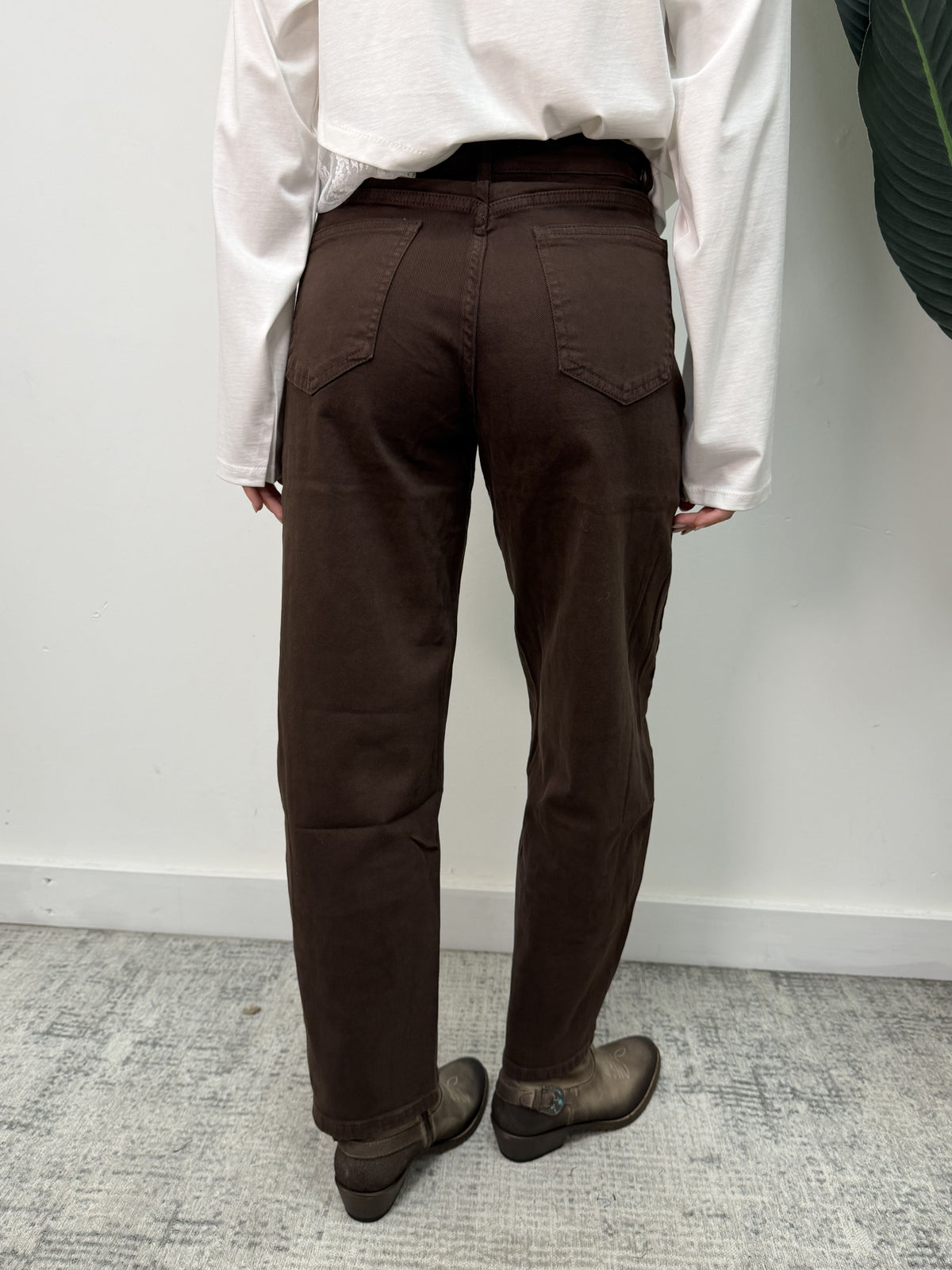 Jeans barrel tinto capo marrone MyD