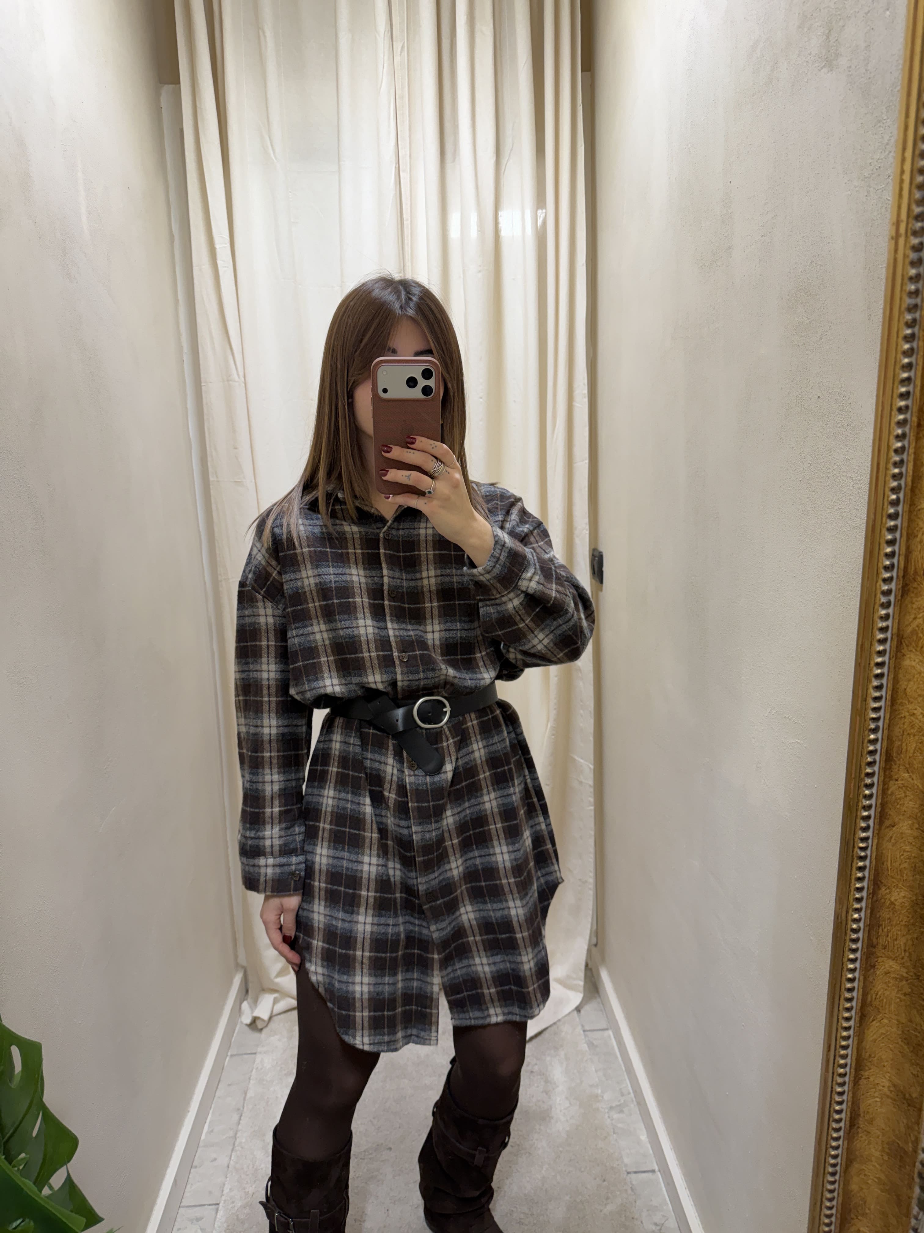 Camicione a quadri con cintura Susy Mix