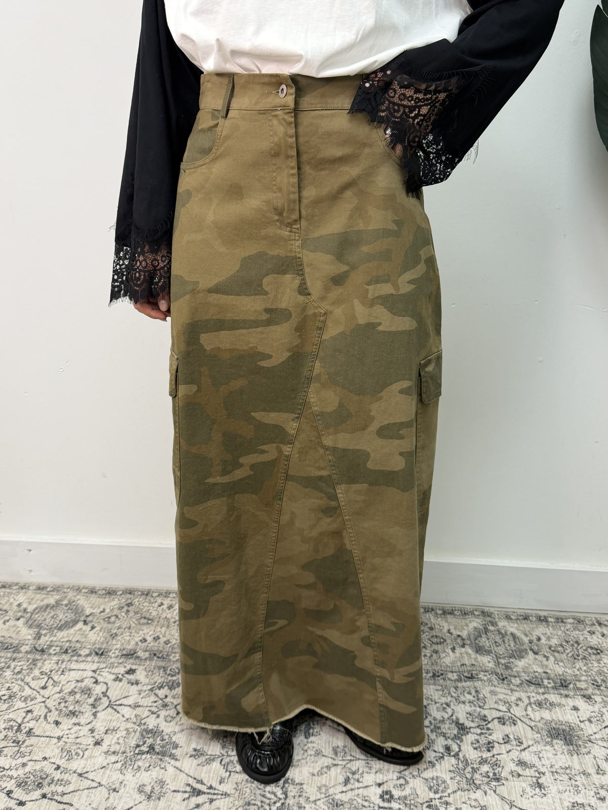 Maxi gonna cargo stampa camouflage MyD
