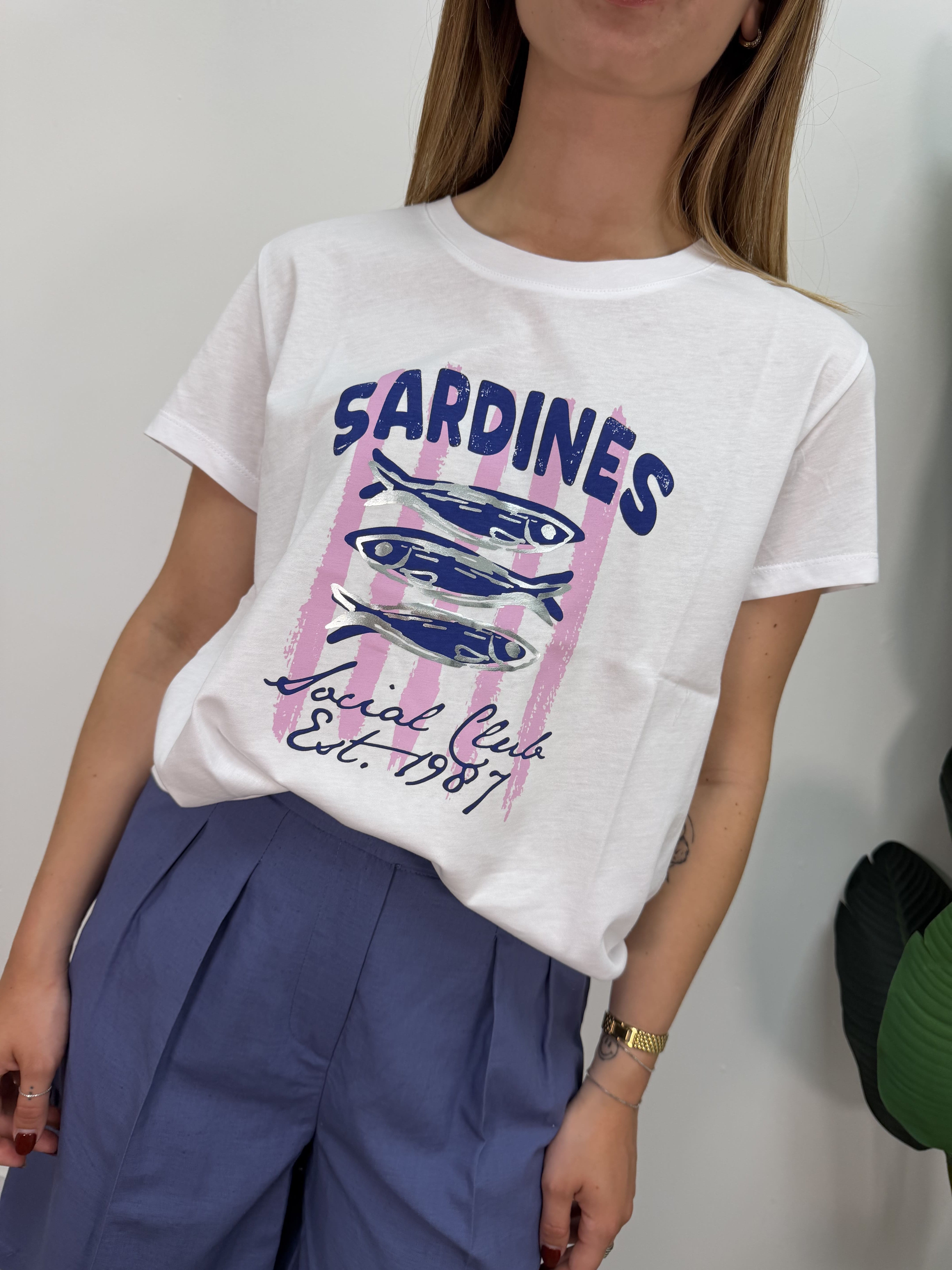 T-shirt girocollo stampa sardine Susy Mix
