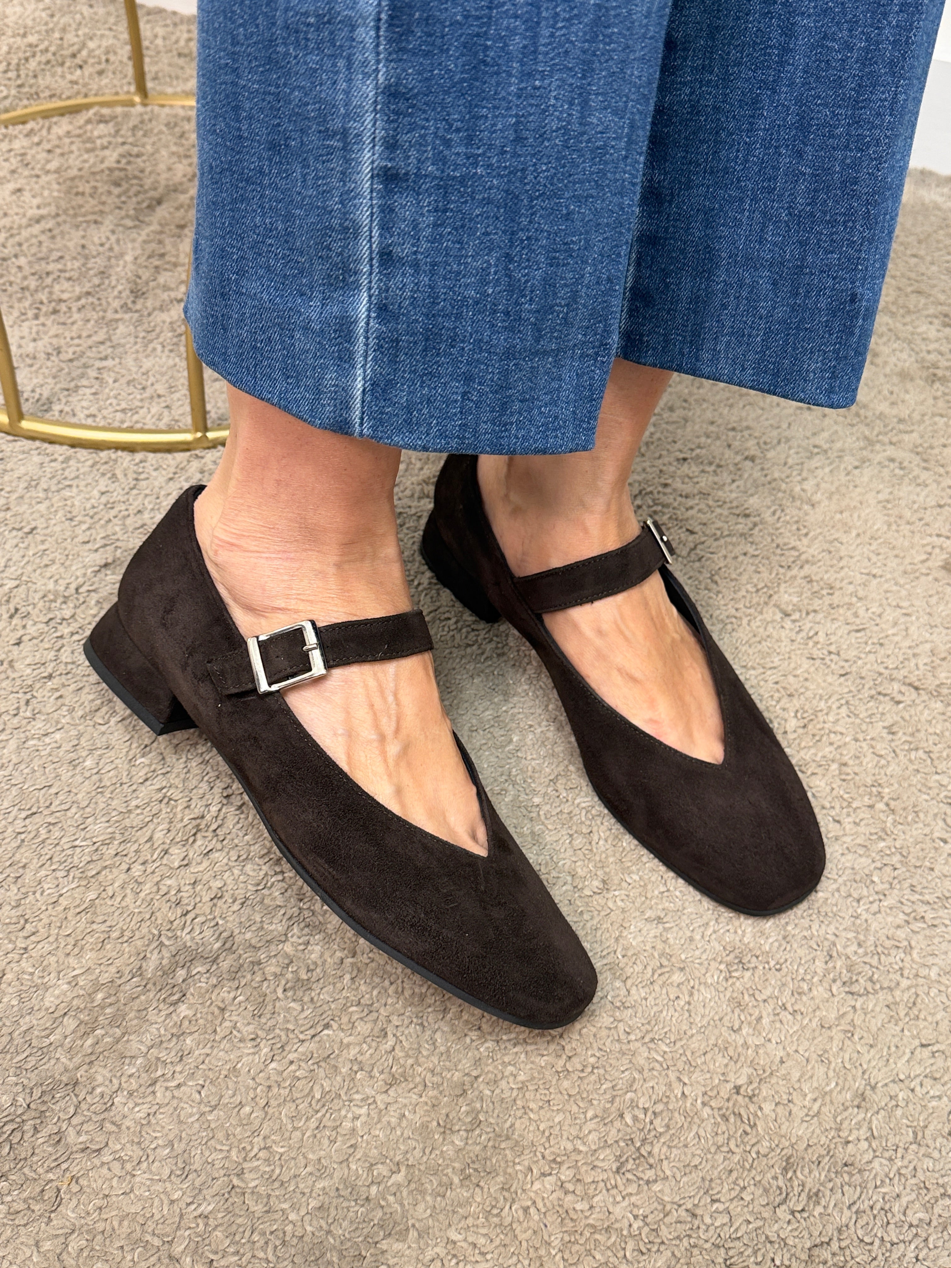Ballerina maryjane in pelle scamosciata marrone Noa