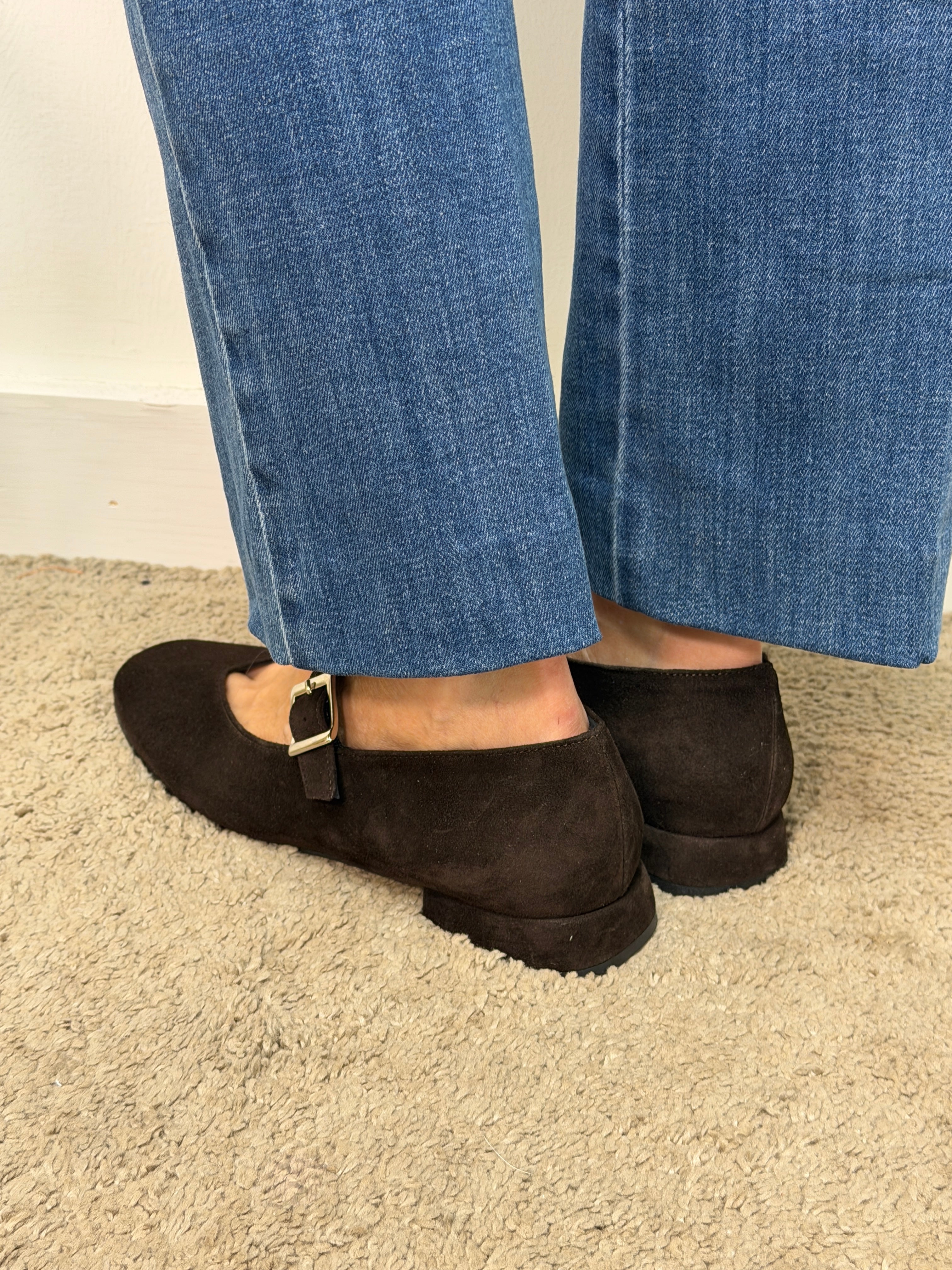 Ballerina maryjane in pelle scamosciata marrone Noa