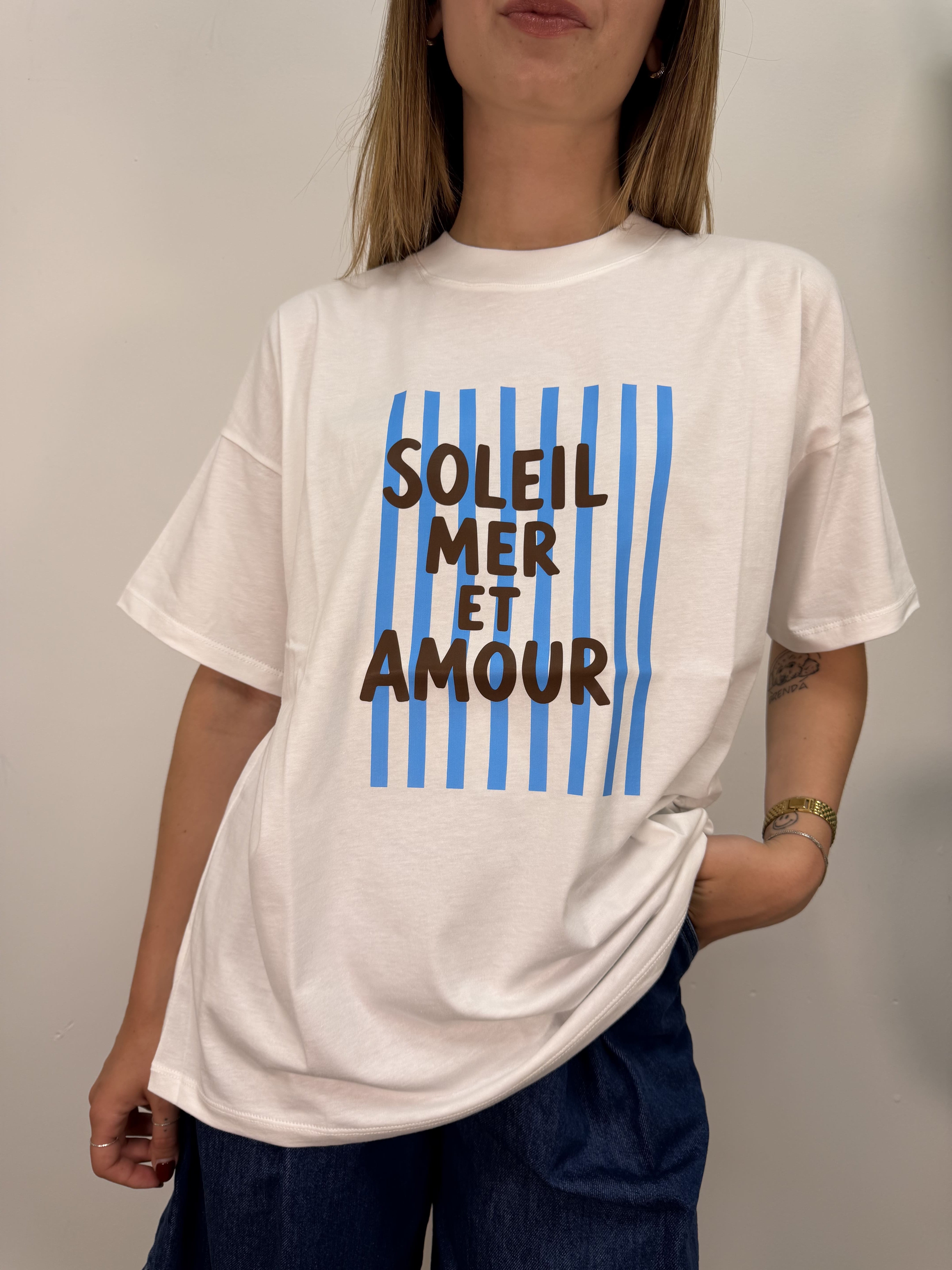T-Shirt in cotone "Soleil mer et amour" VICOLO