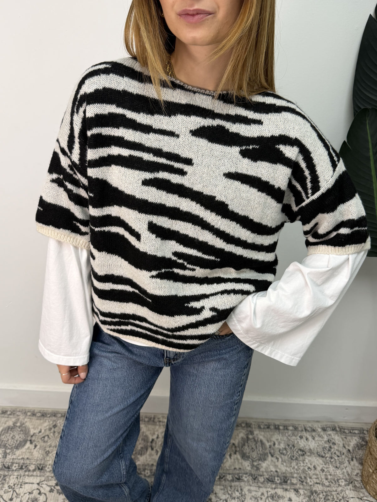 Maglione mezza manica fantasia zebra Susy Mix