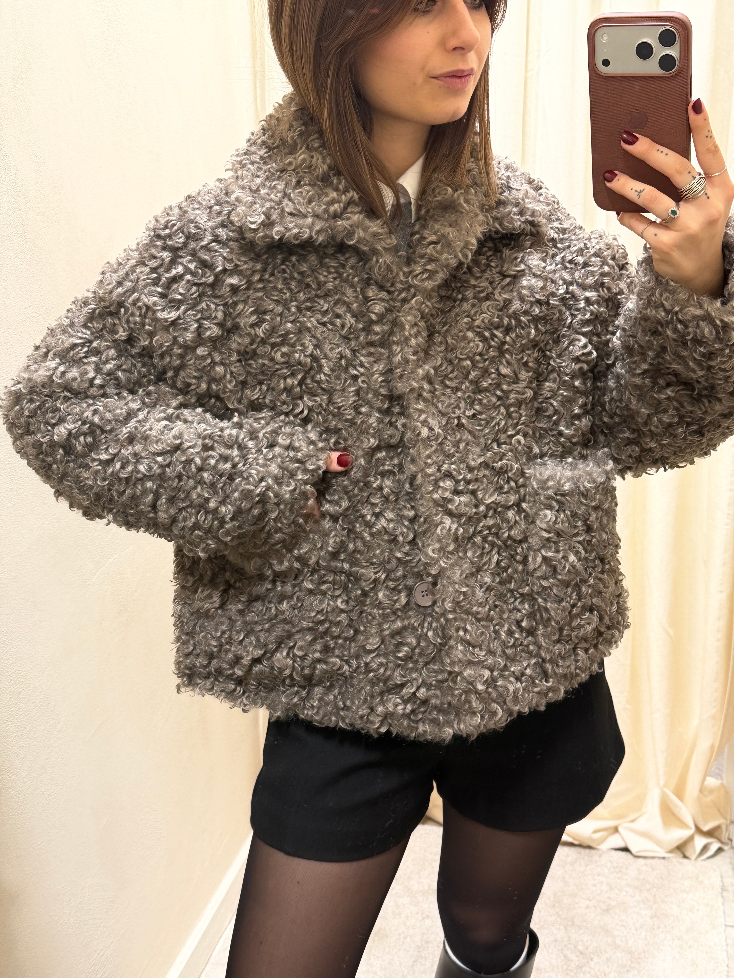 Cappotto corto in sherpa Censured