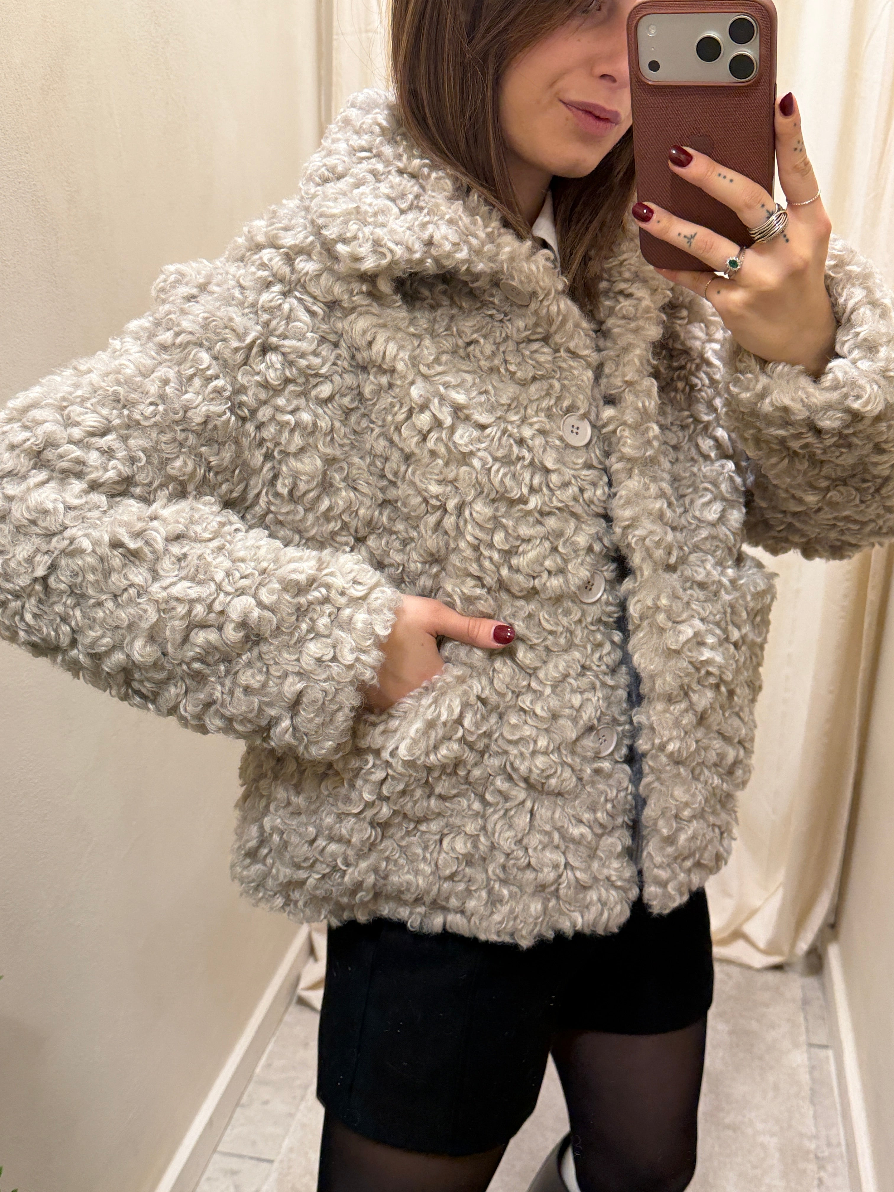 Cappotto corto in sherpa Censured