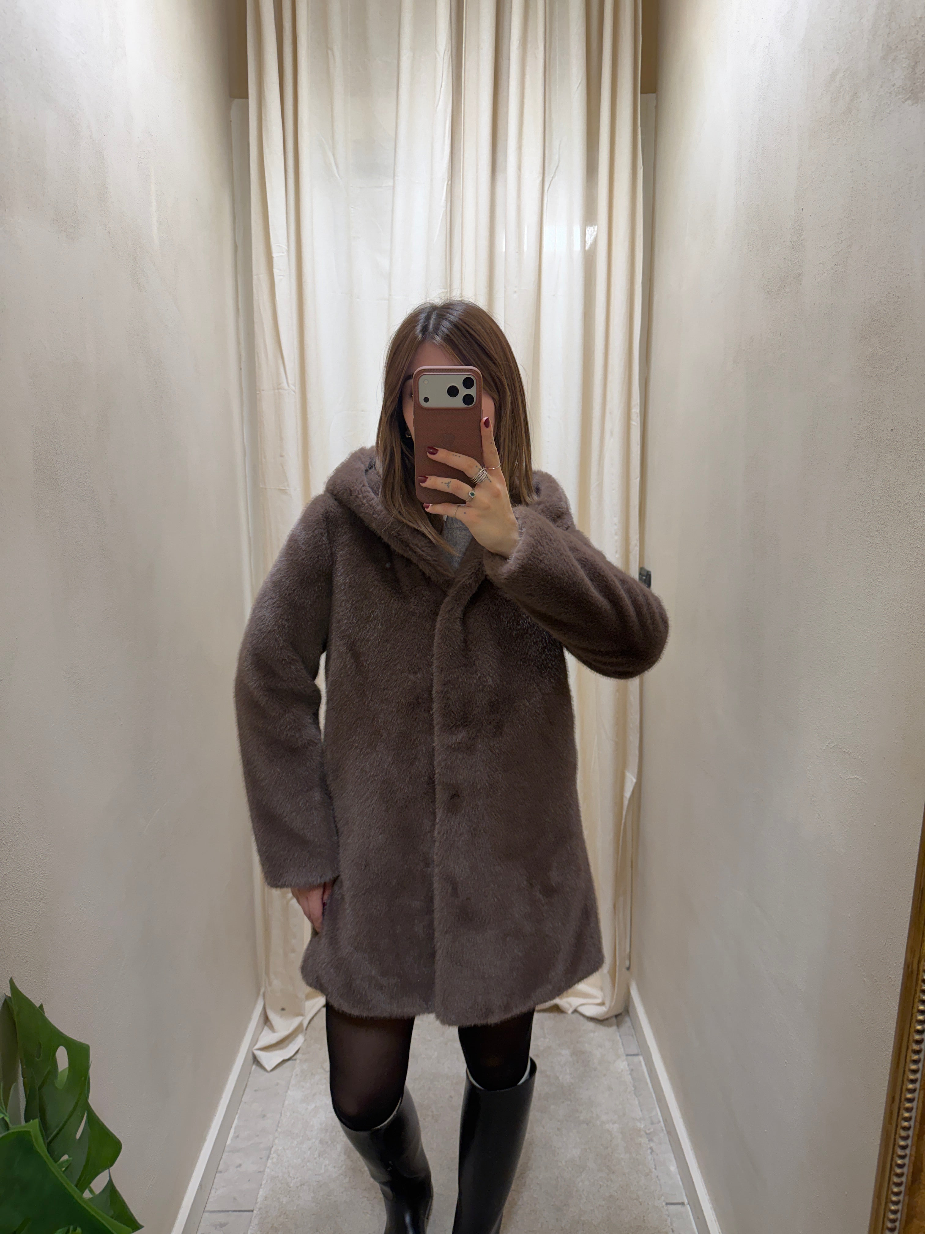 Eco-pelliccia 7/8 con cappuccio Censured