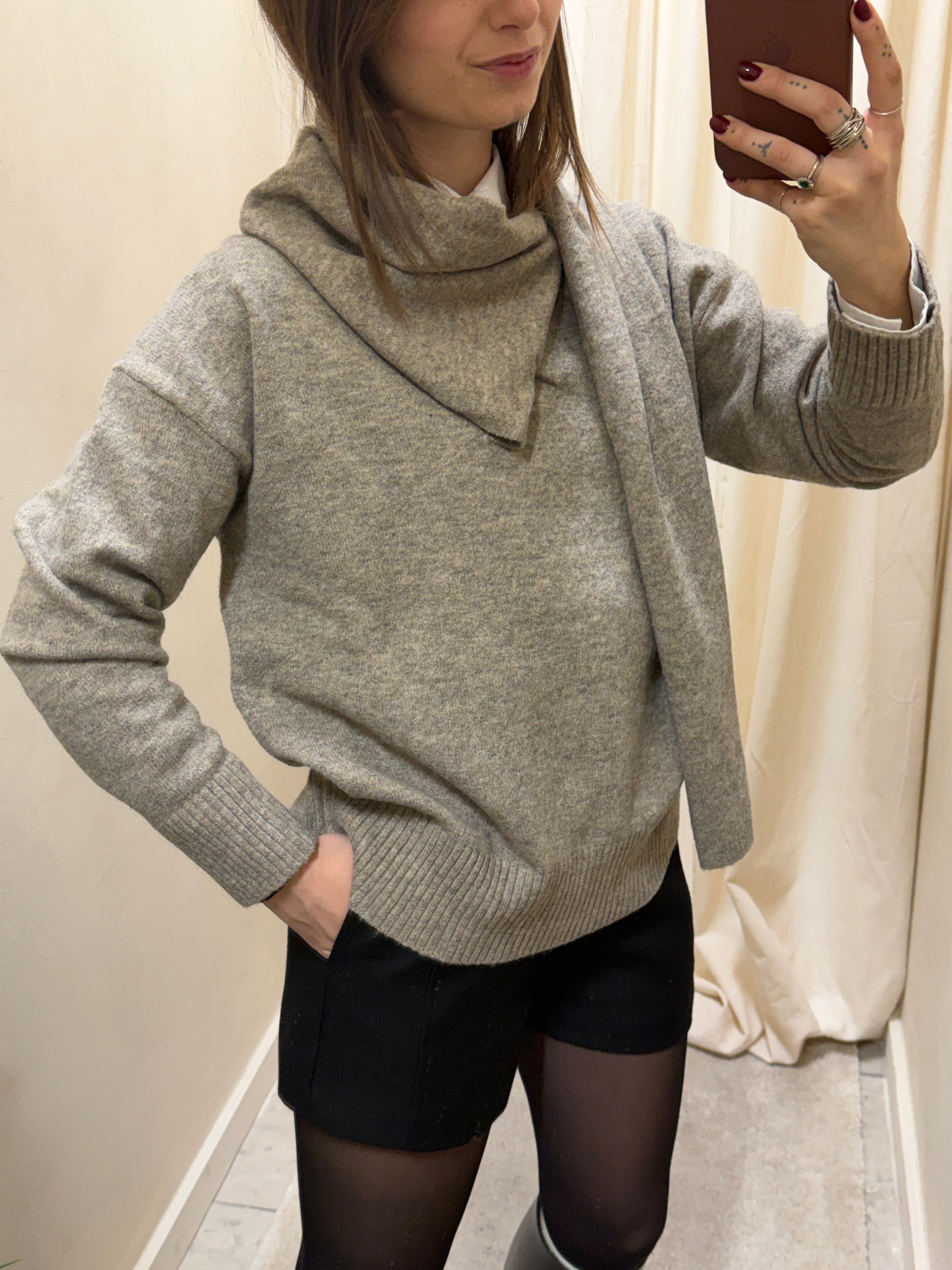 Maglione con sciarpa mélange BSB