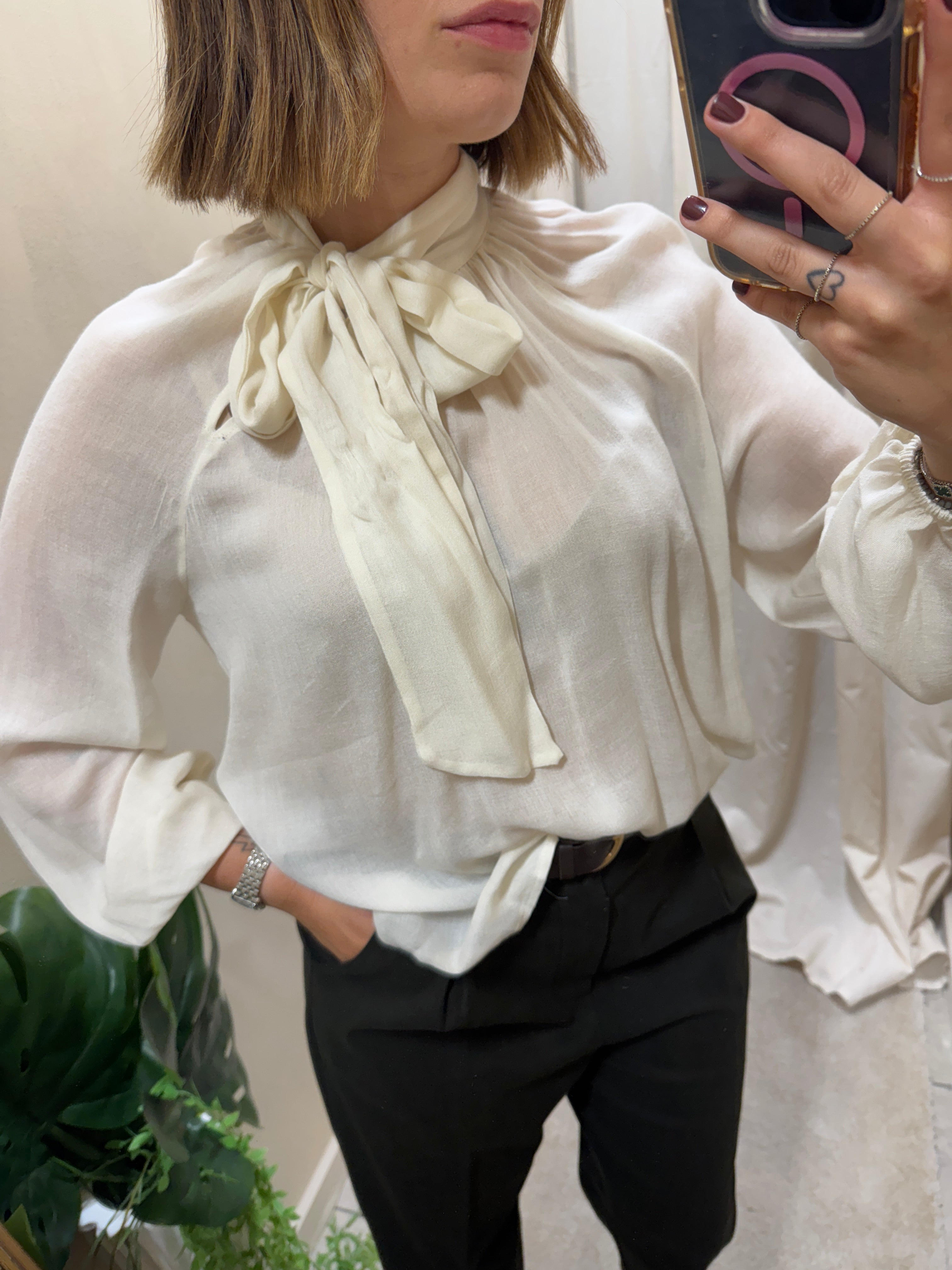 Blusa con fiocco lana e viscosa Susy Mix