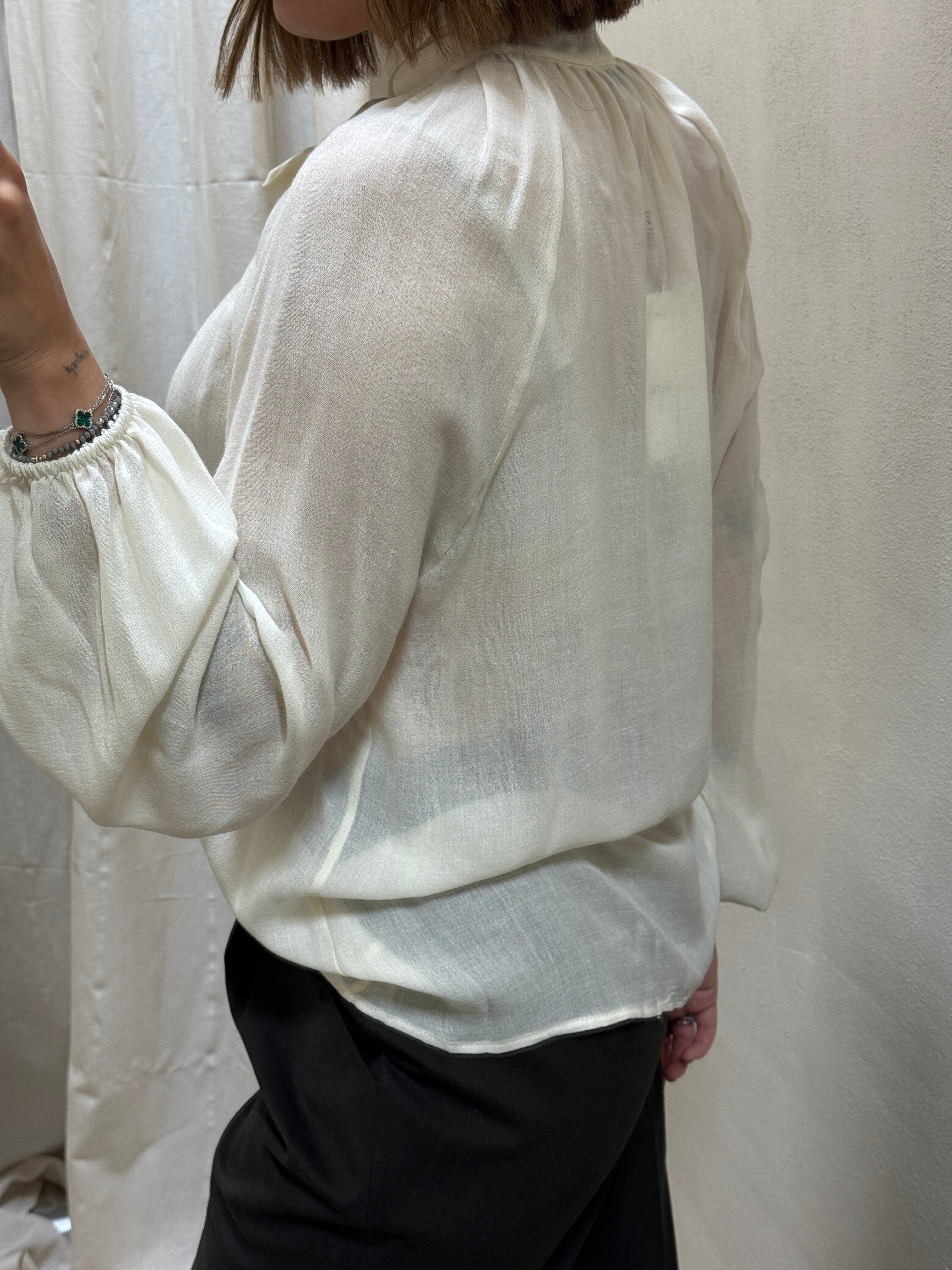 Blusa con fiocco lana e viscosa Susy Mix