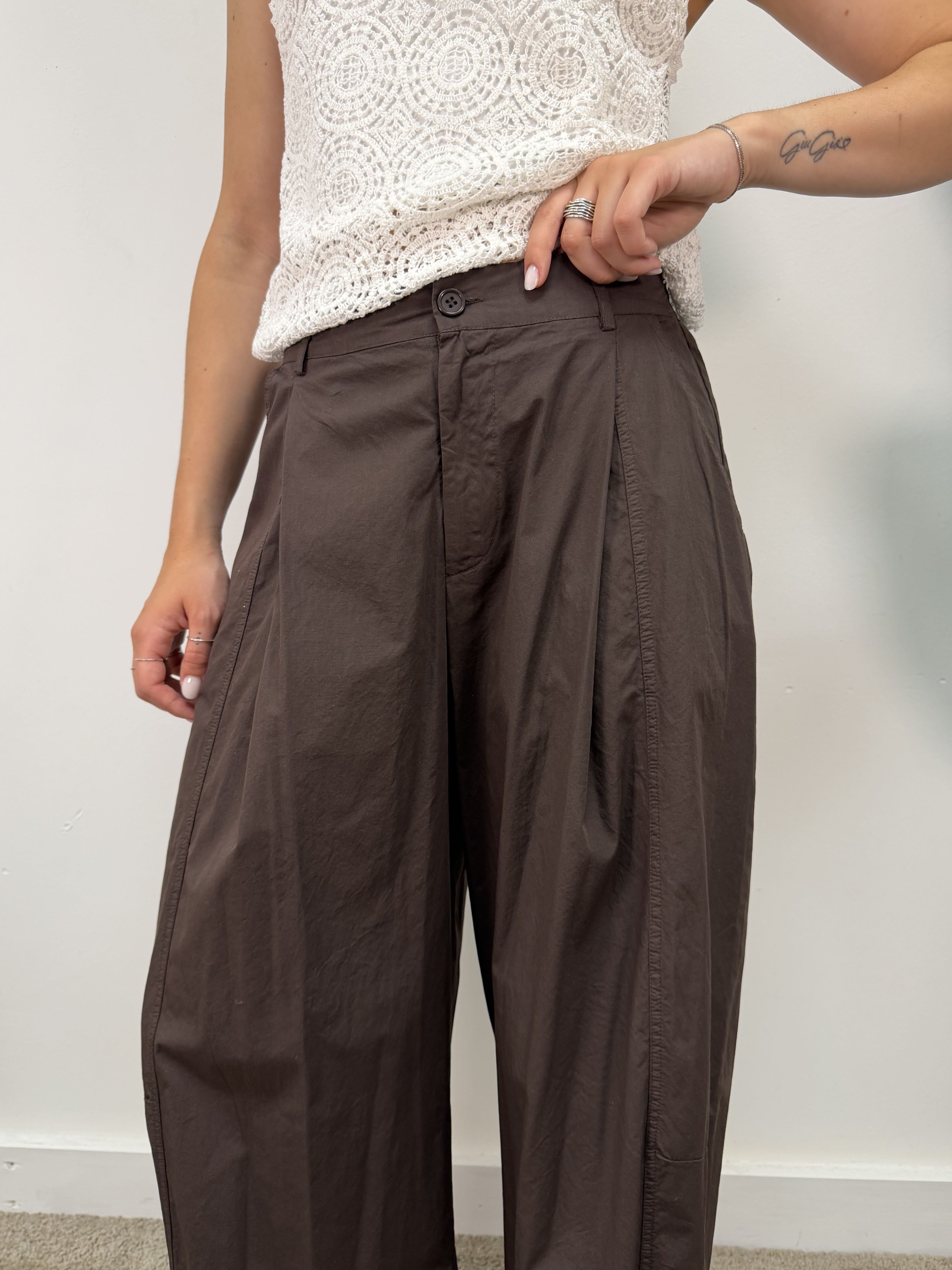 Pantalone barrel in cotone parachute MyD
