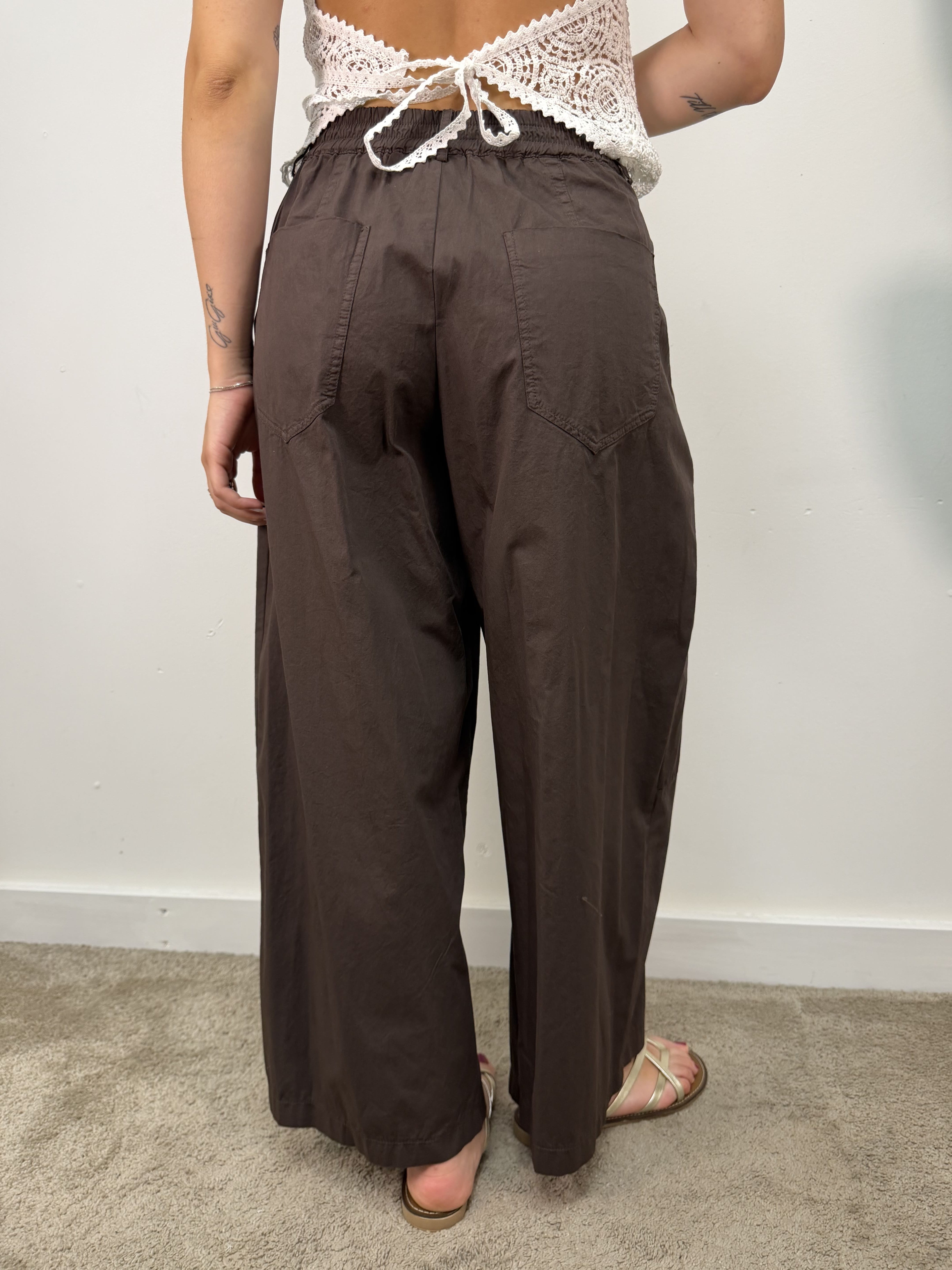 Pantalone barrel in cotone parachute MyD