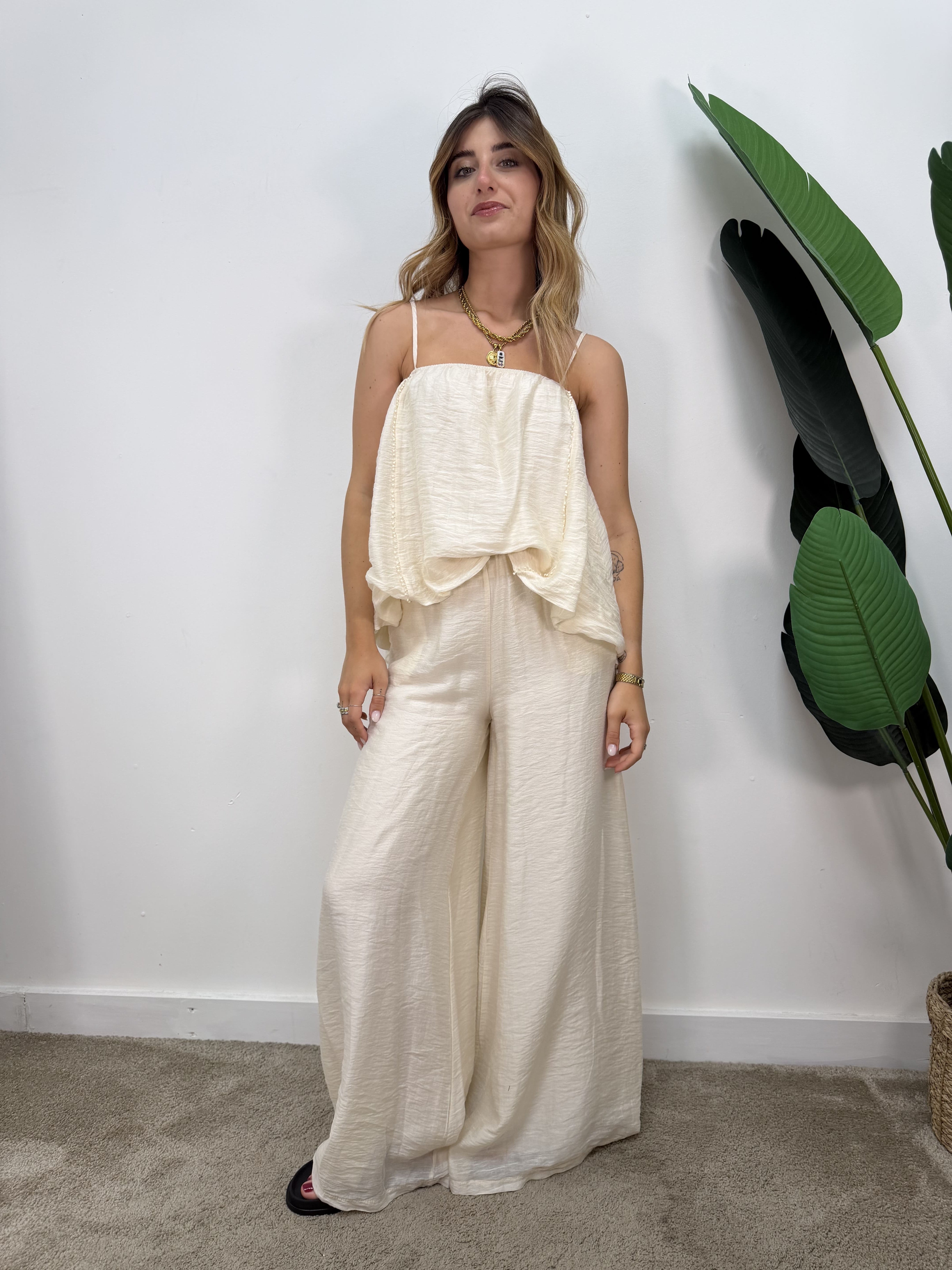 Pantalone ampio lino e lyocell MyD