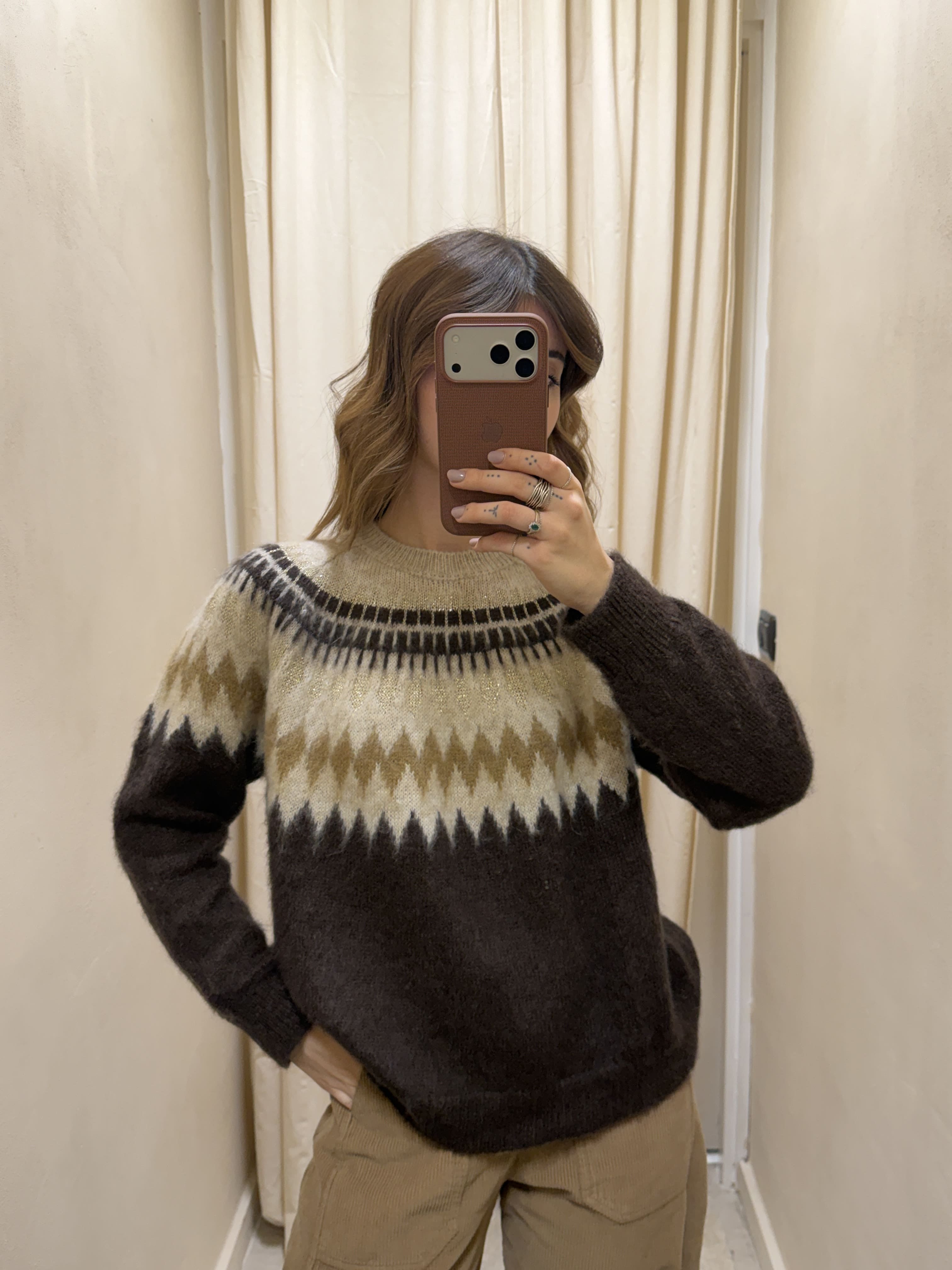 Maglione paricollo norvegese lurex Tensione In