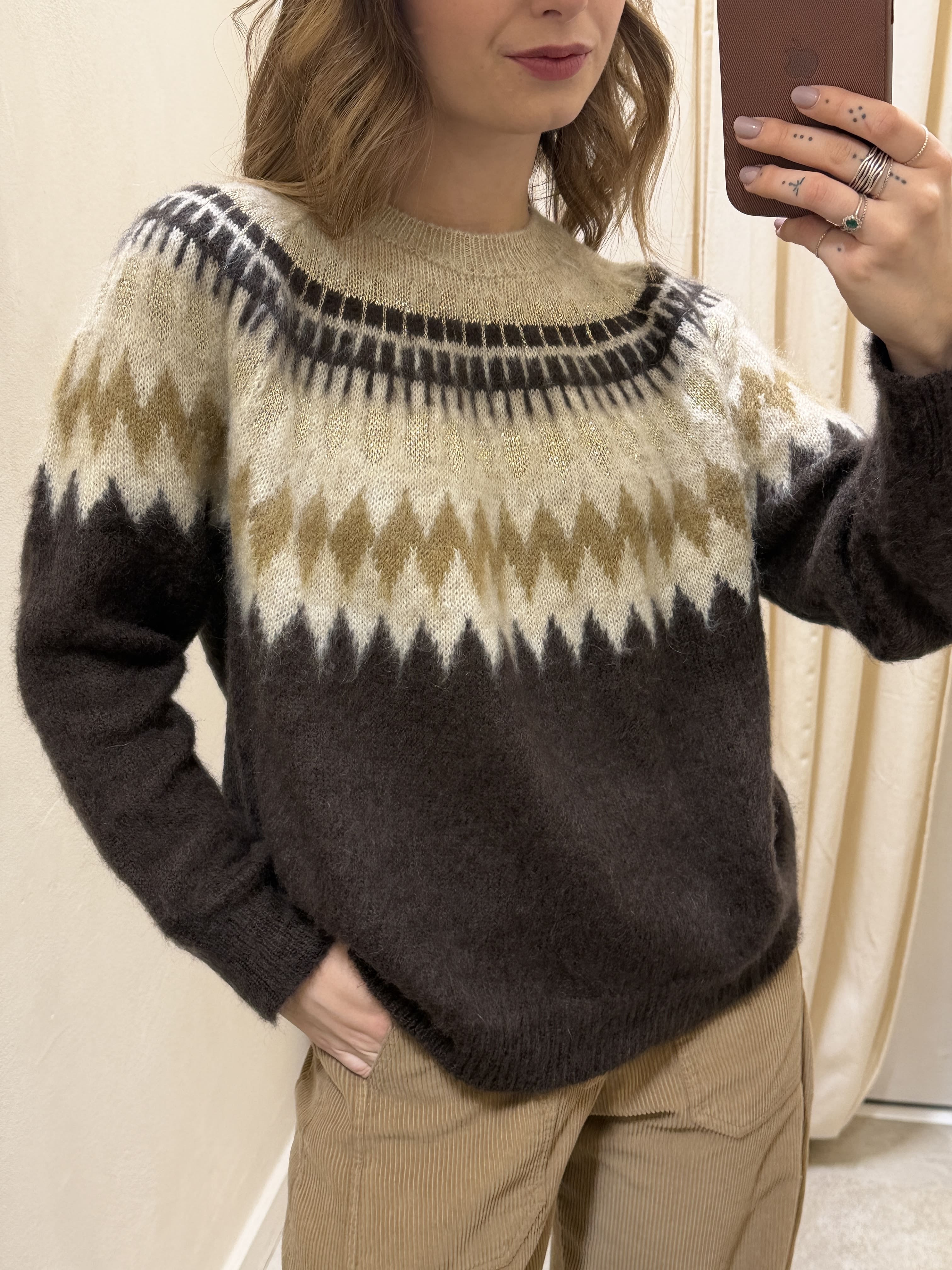 Maglione paricollo norvegese lurex Tensione In