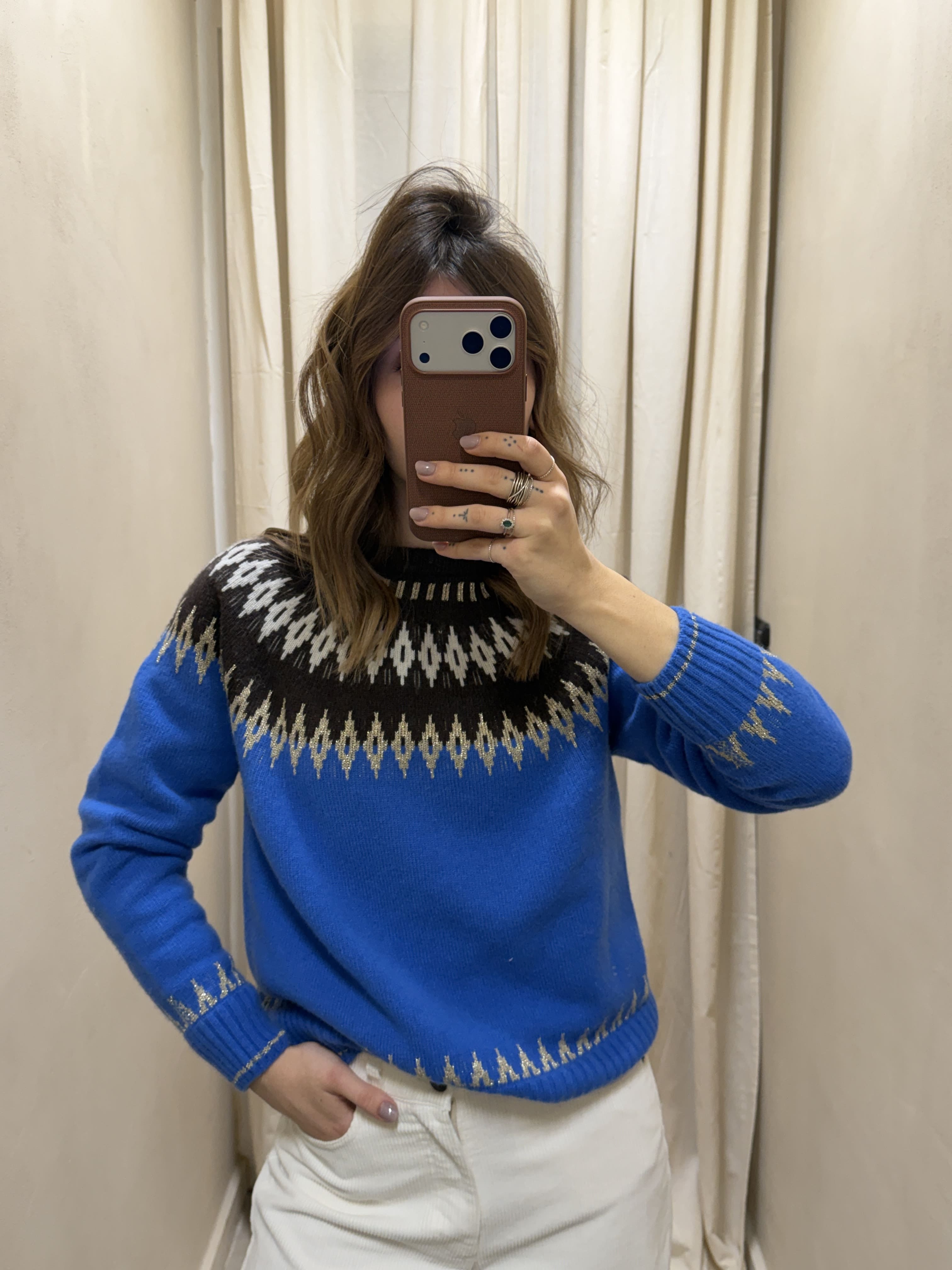 Maglione girocollo geometrico lurex Tensione In