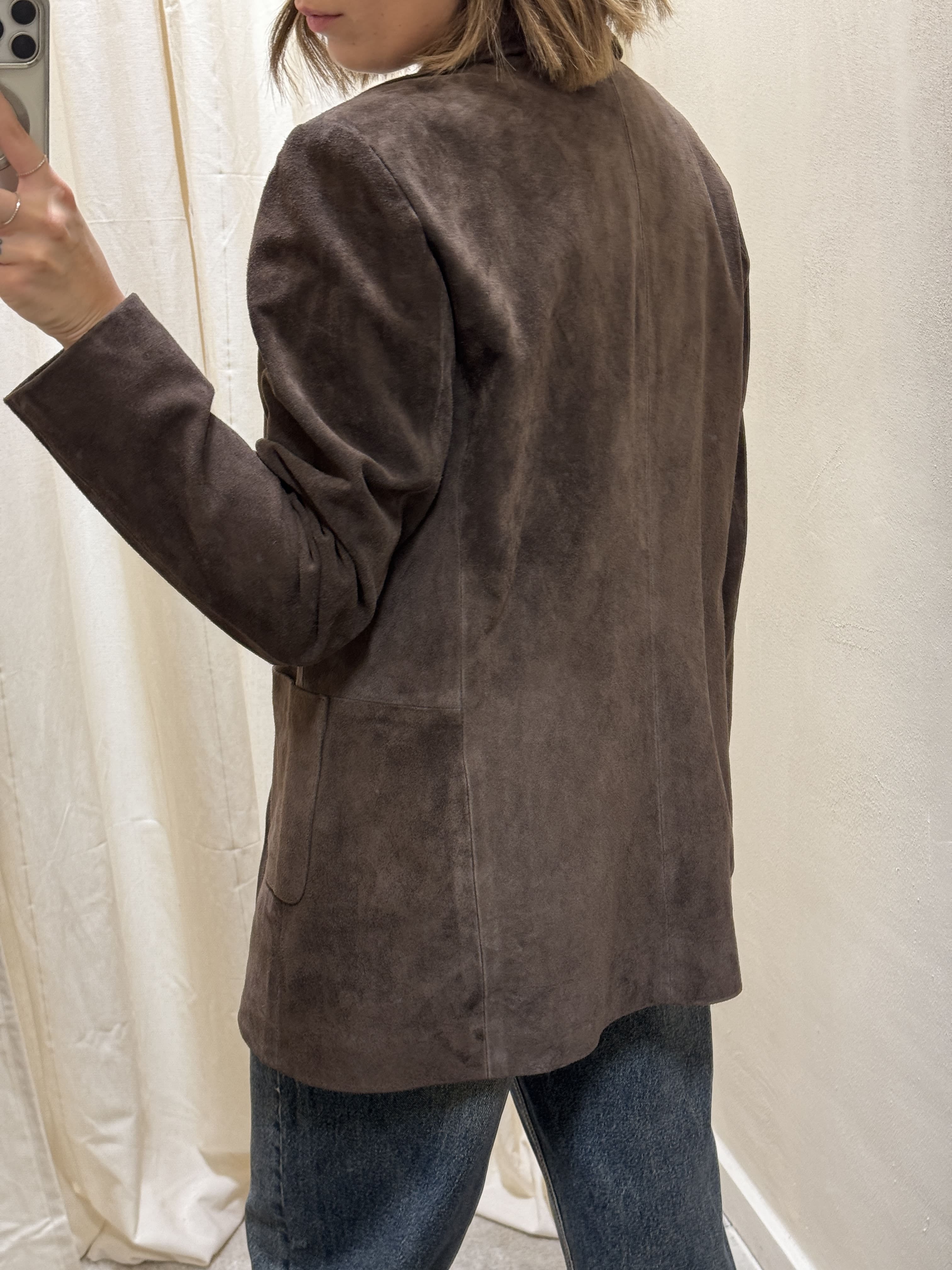 Giacca monopetto in vera pelle scamosciata My-d