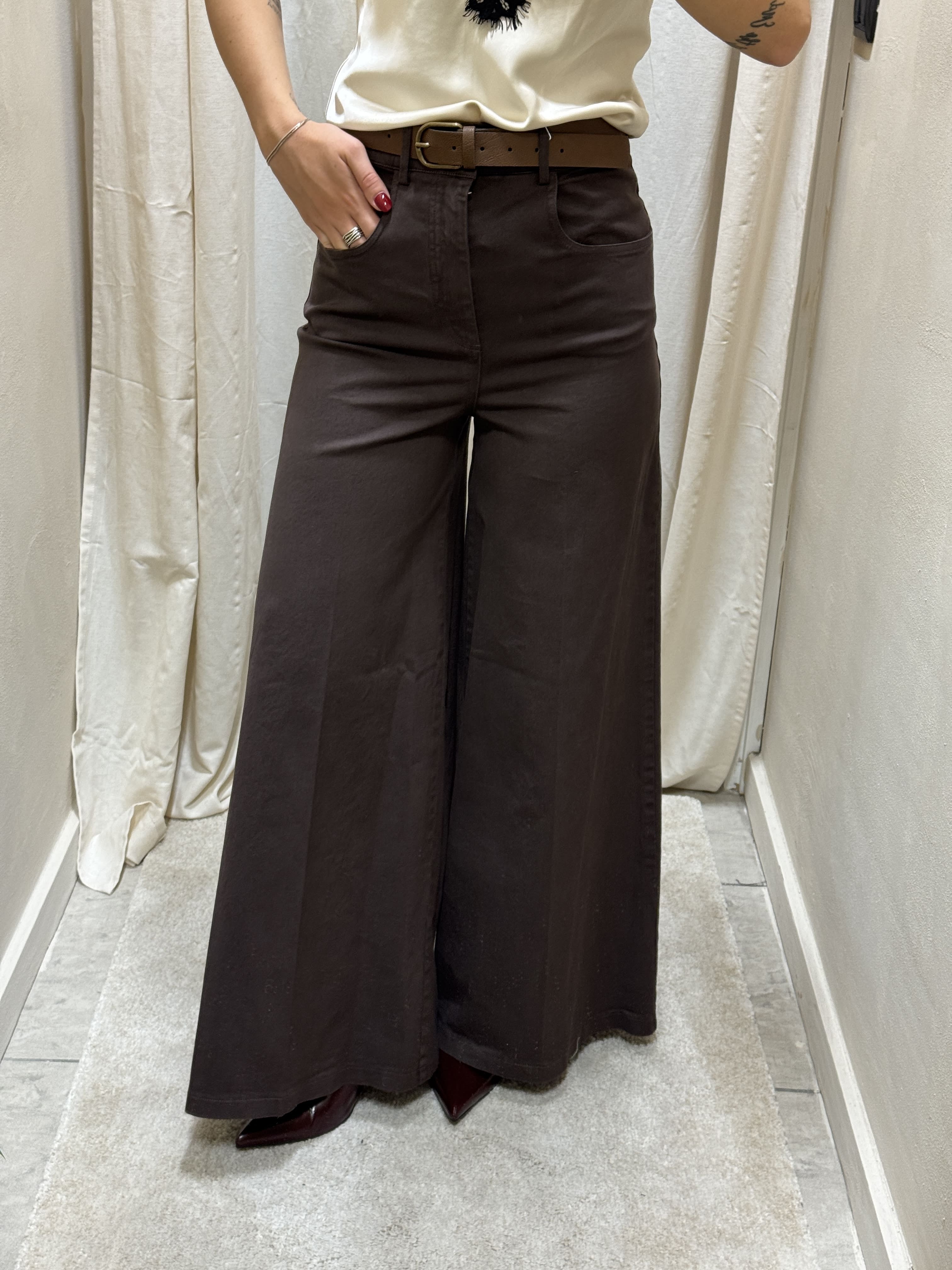 Pantalone gamba ampia in cotone Tensione In