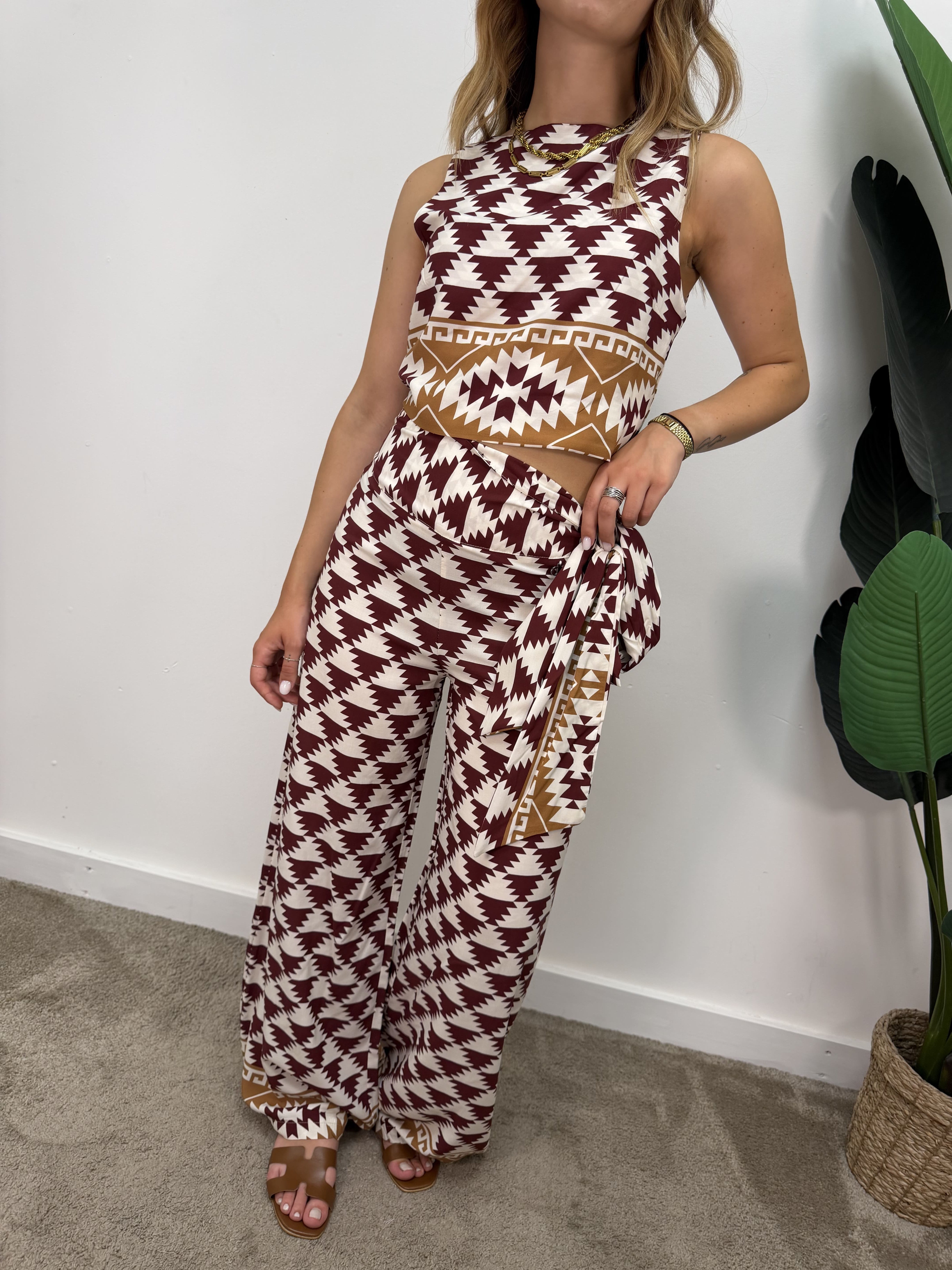 Pantalone in viscosa stampa azteca Dixie