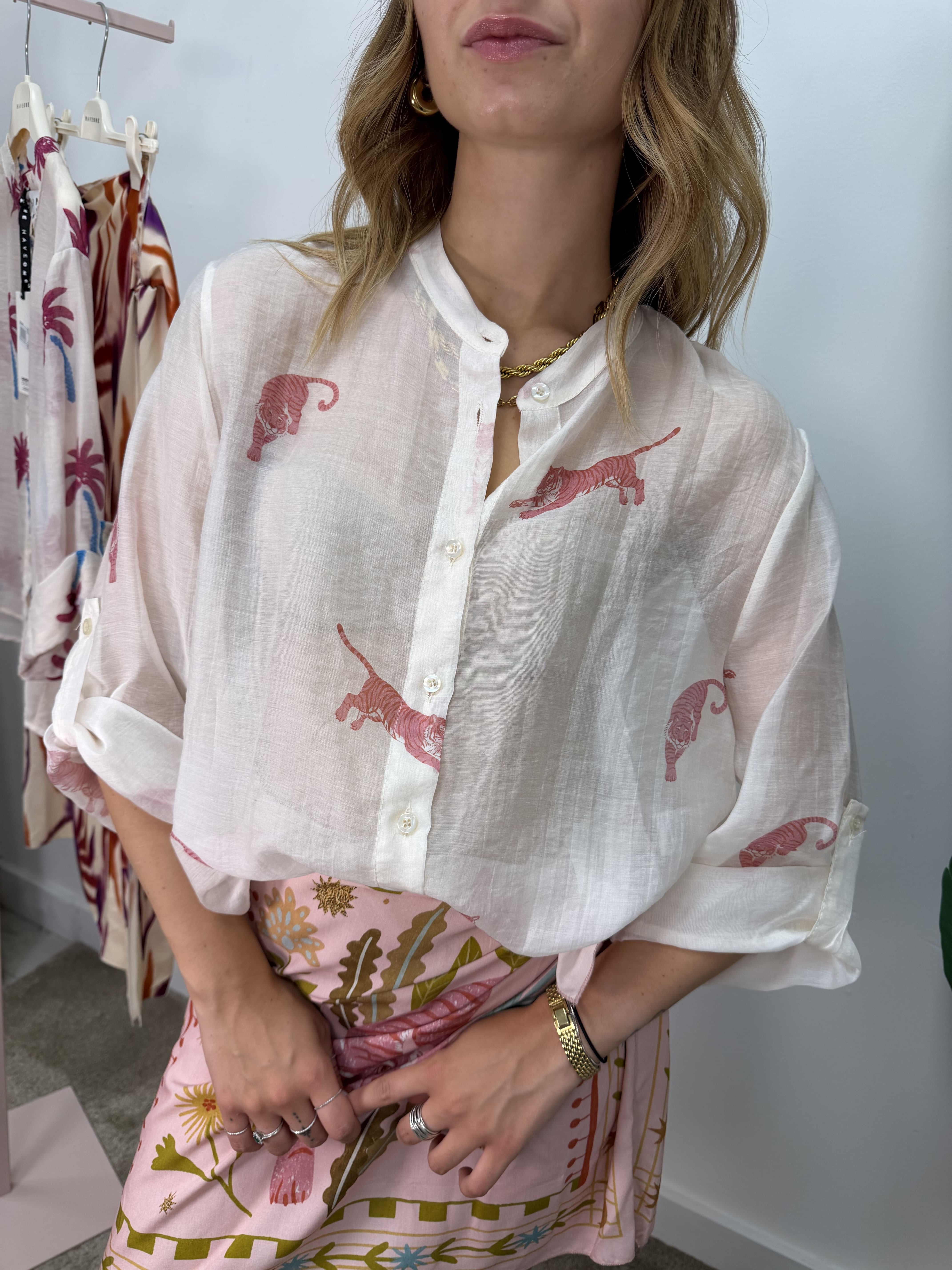 Camicia in mussola stampa "tigri" HaveOne THE ISLAND