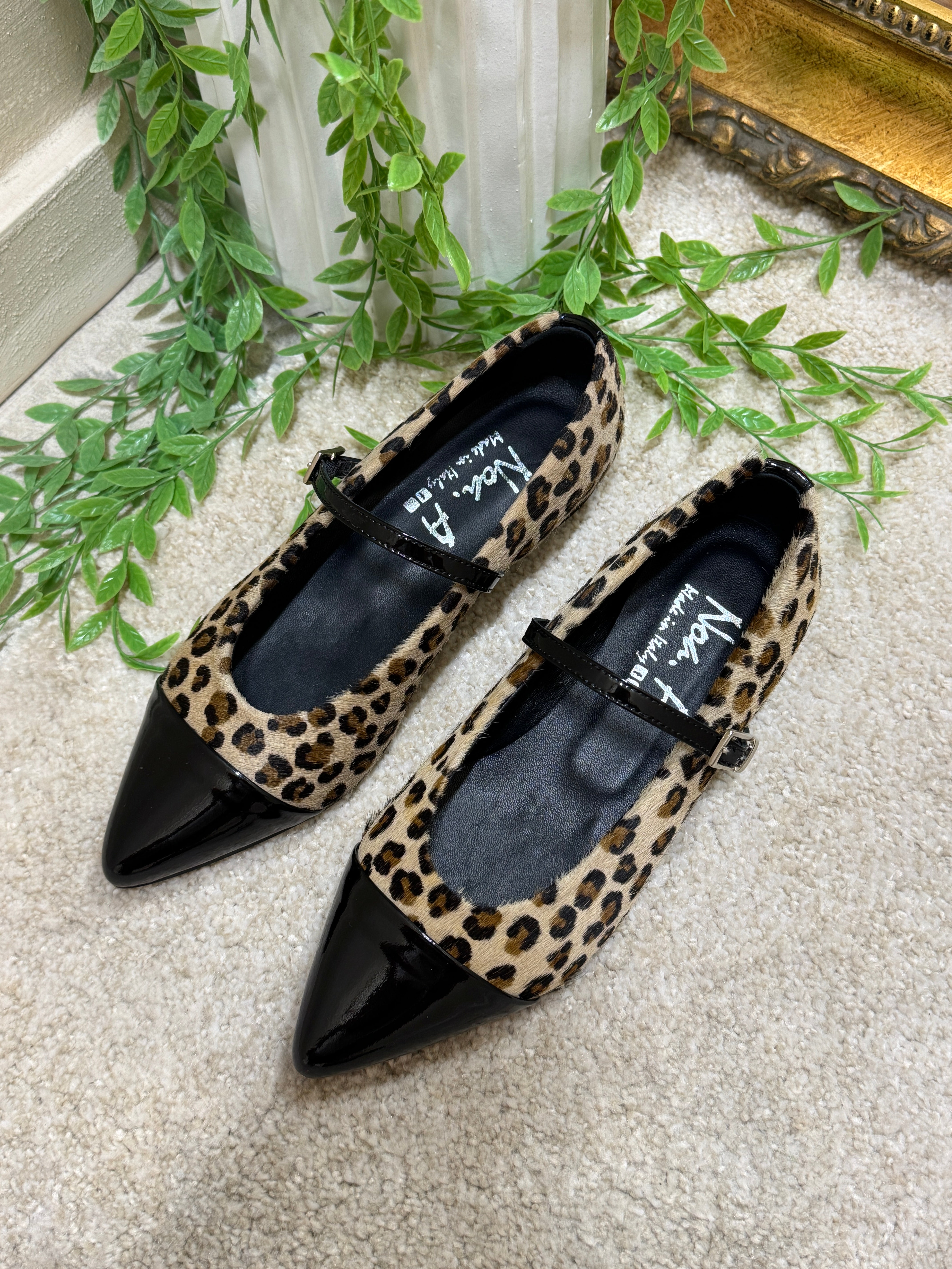 Ballerine in cavallino maculato e naplack Noa