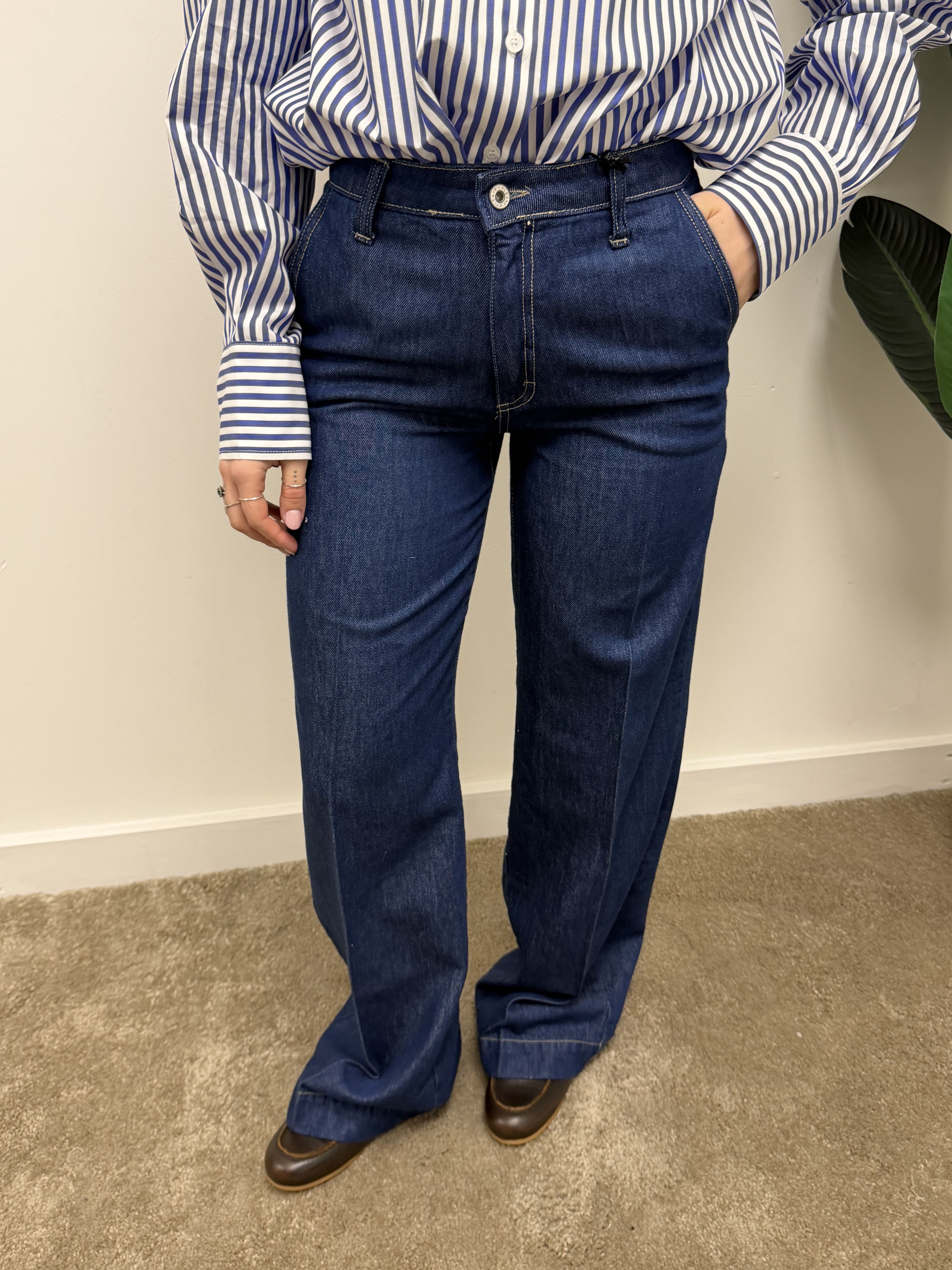 Jeans palazzo blu scuro Please