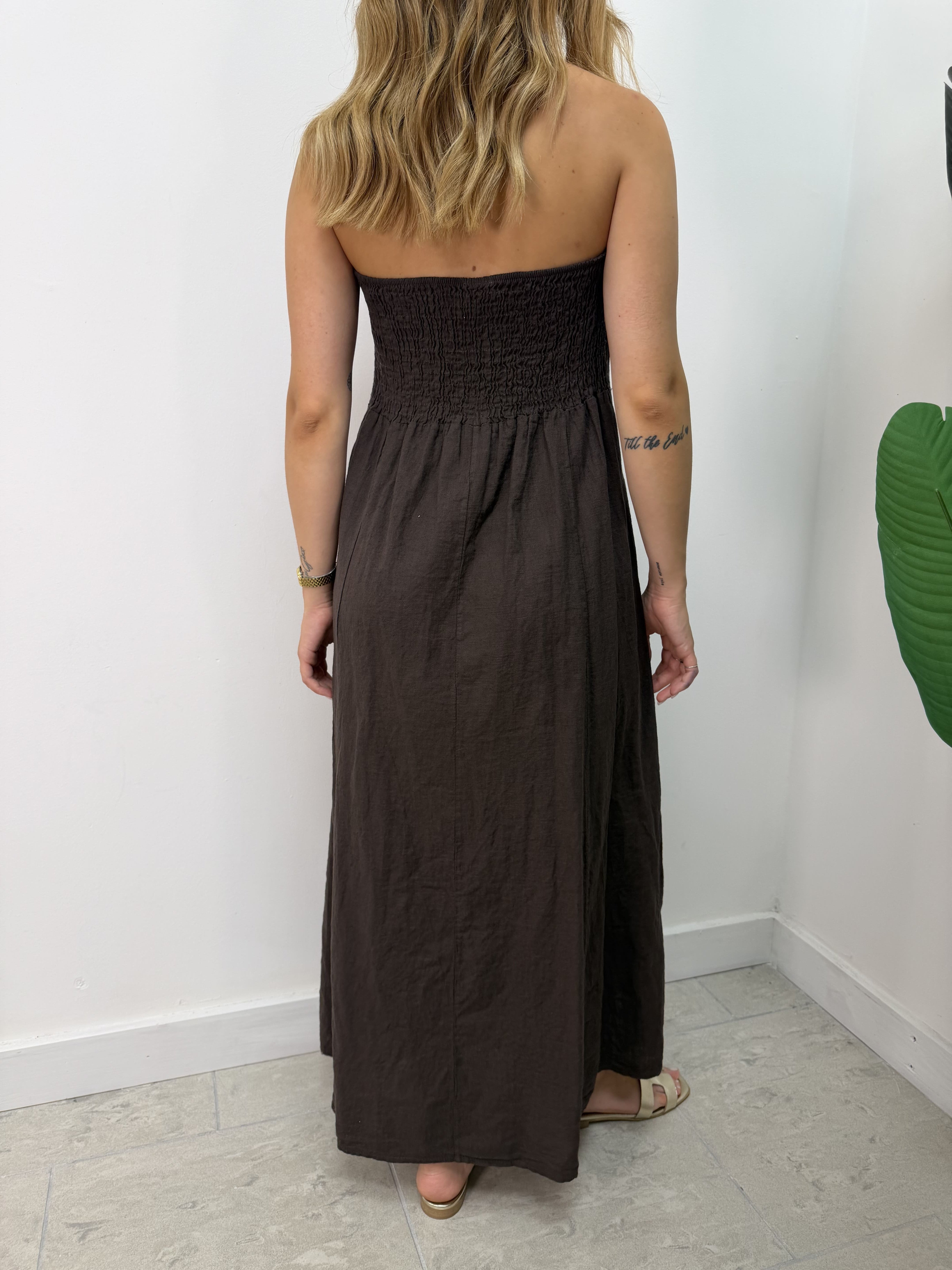 Abito midi a fascia in lino MyD