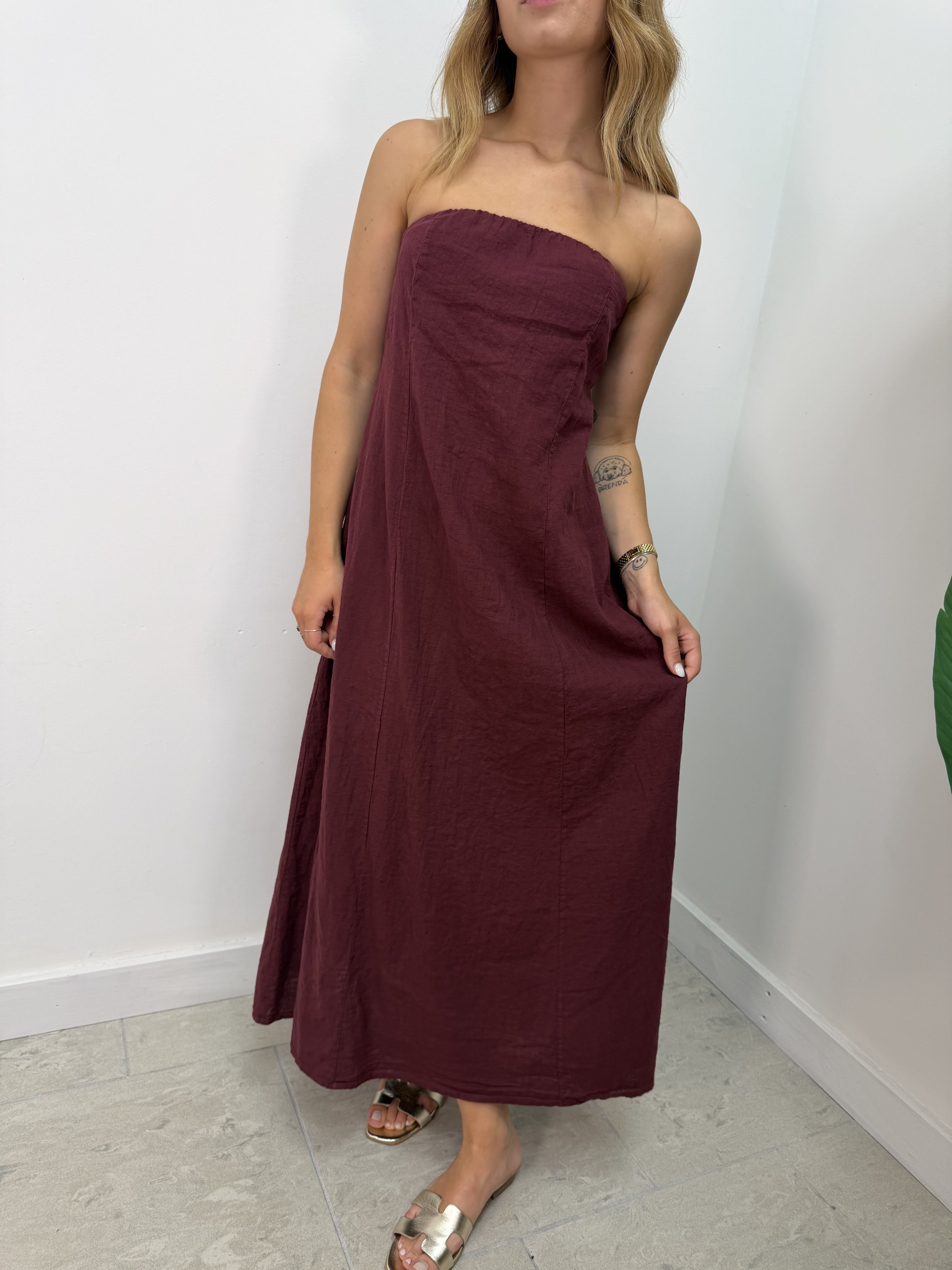 Abito midi a fascia in lino MyD