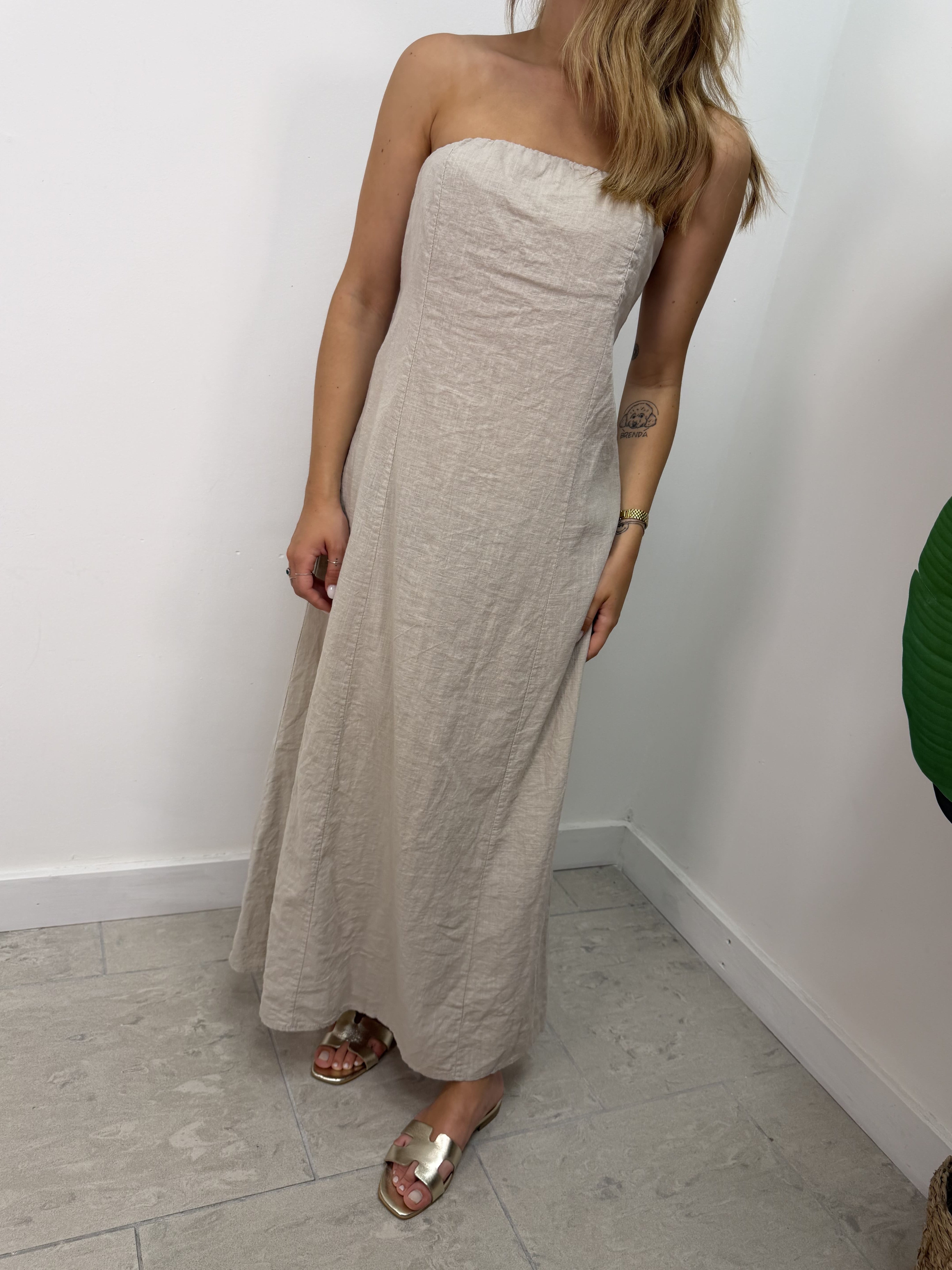 Abito midi a fascia in lino MyD