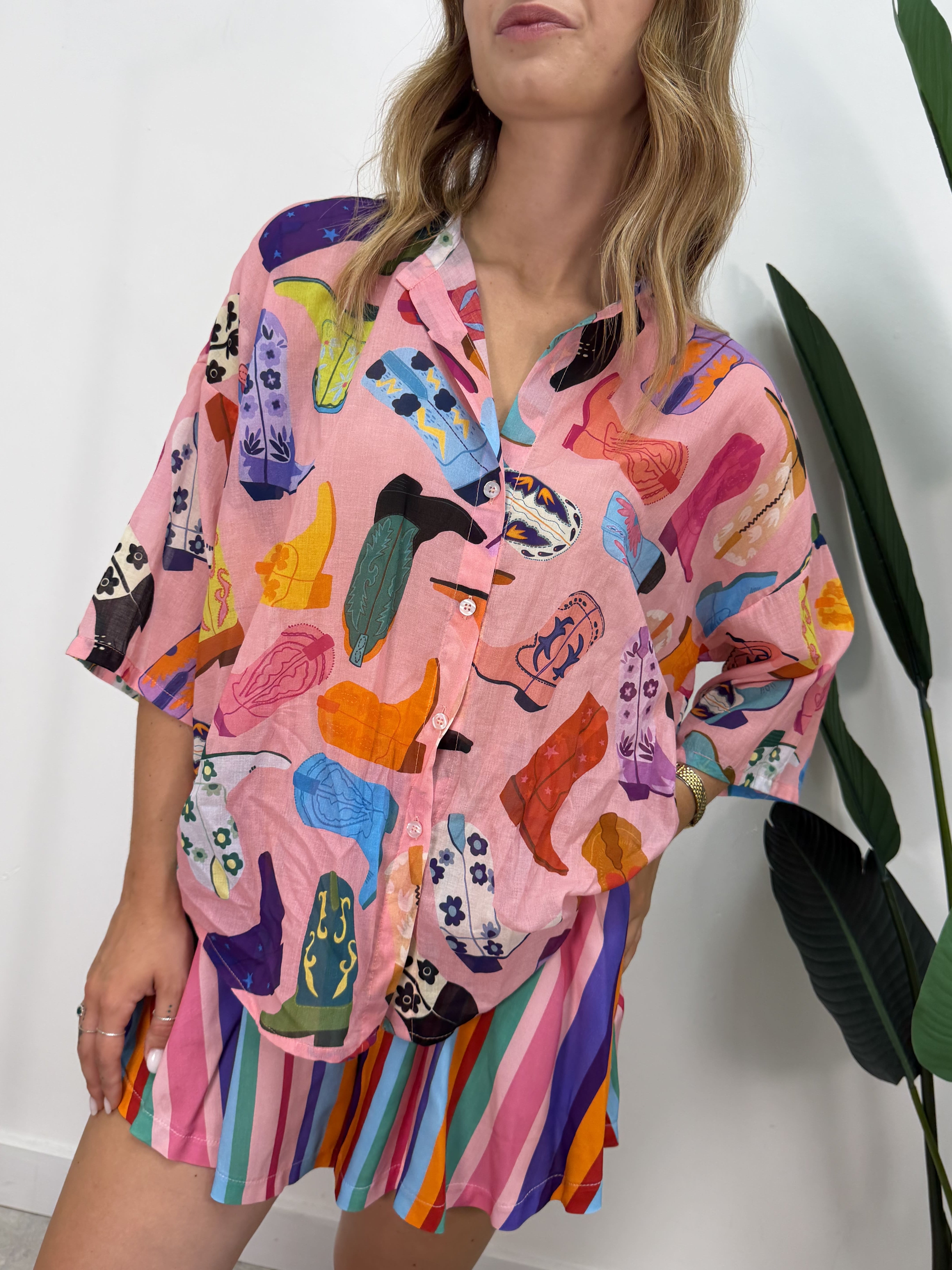 Camicia in mussola stampa texani Tensione In