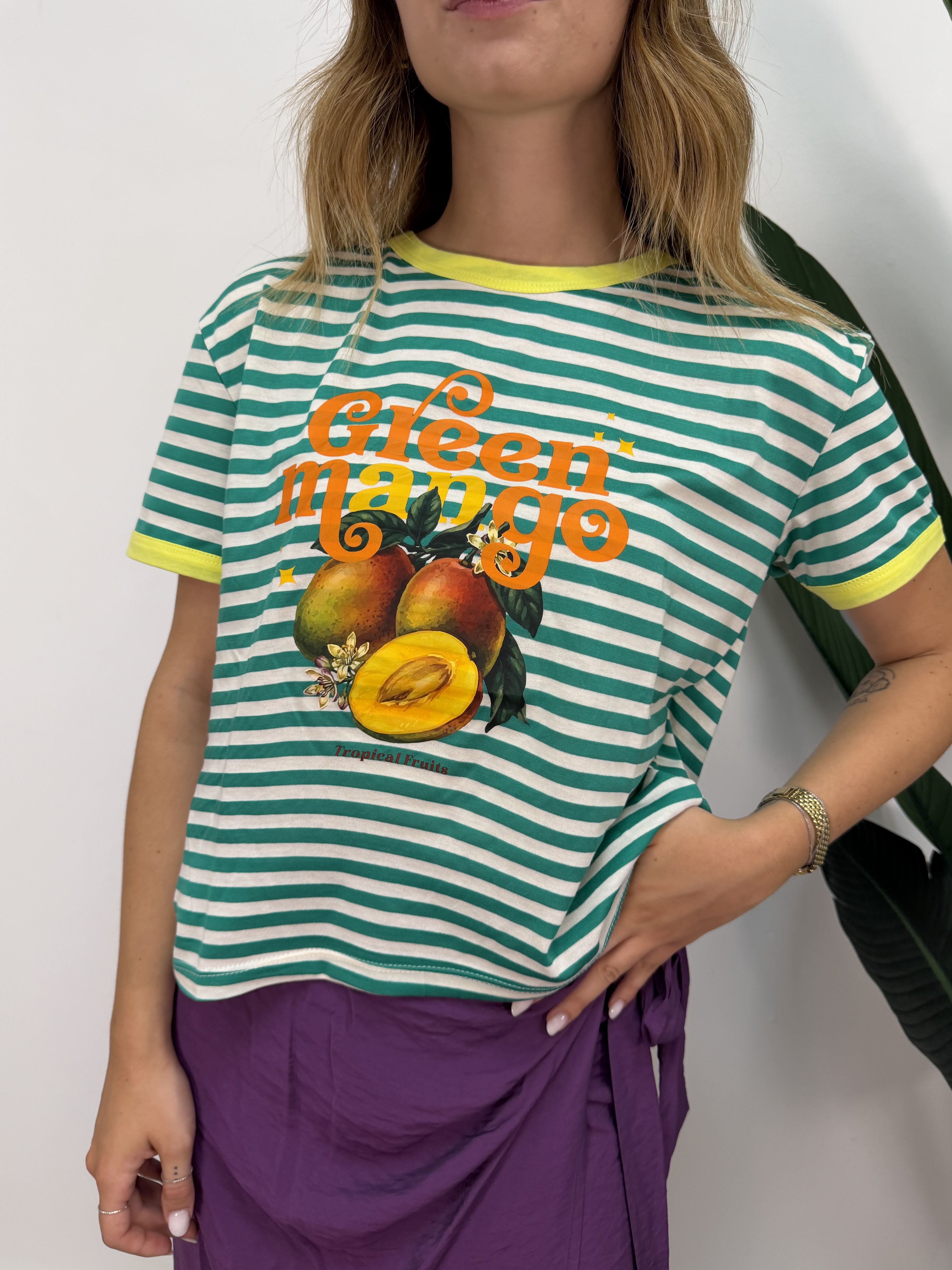 T-shirt rigata stampa mango Susy Mix