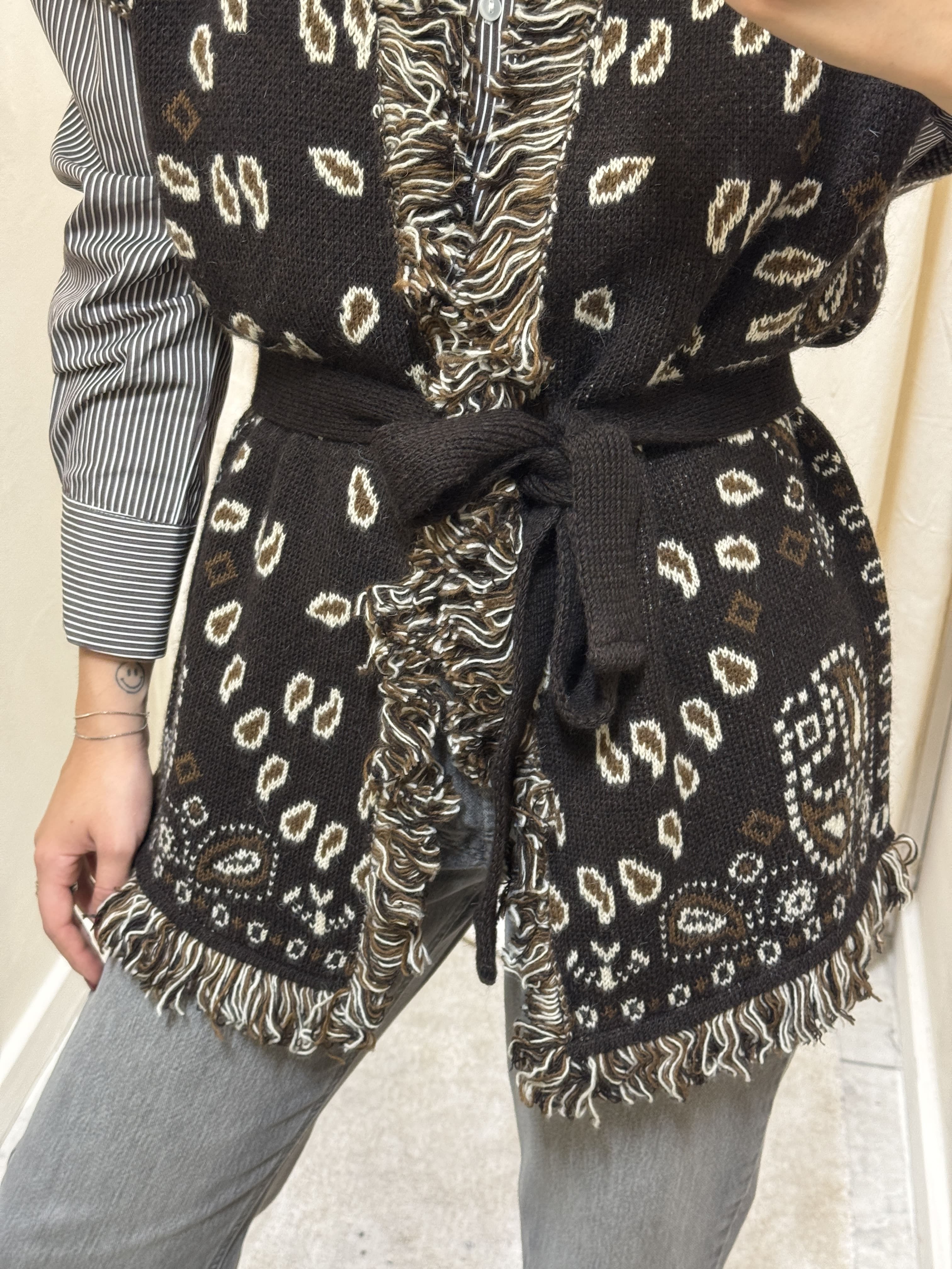 Gilet paisaly con frange e cinta Tensione In
