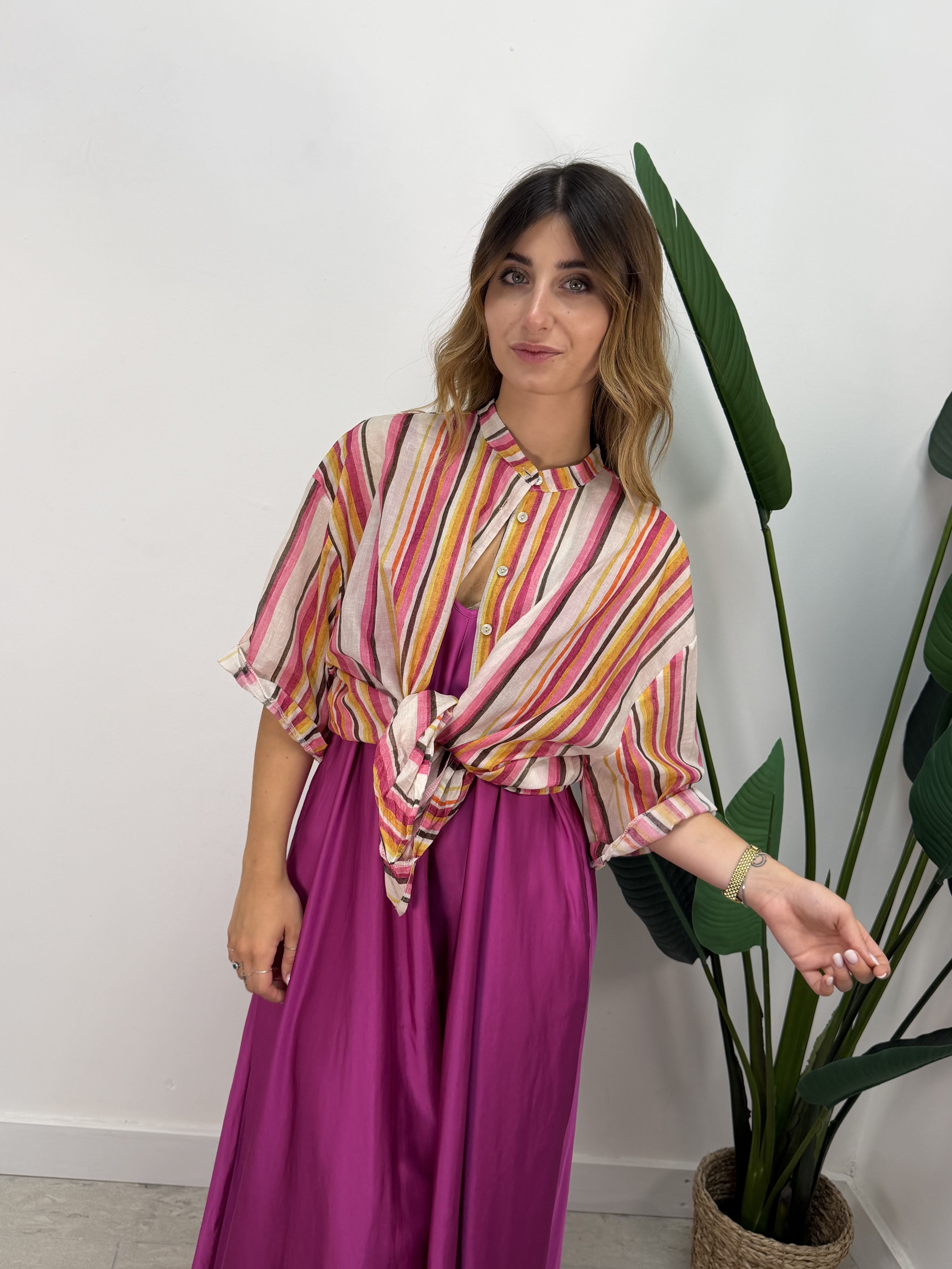 Camicia in mussola rigata multicolor Tensione In