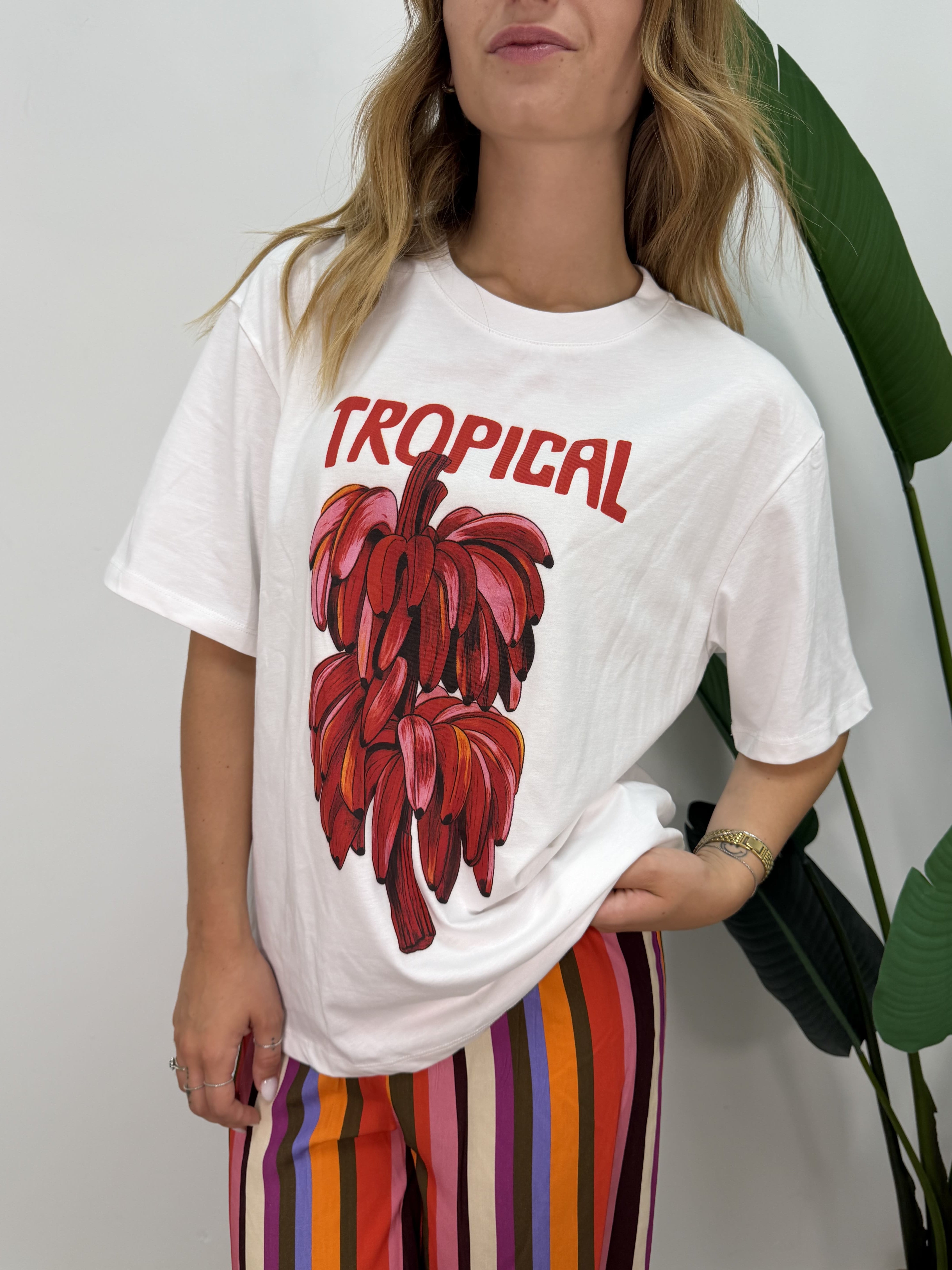 T-shirt stampa frontale tropical Tensione In