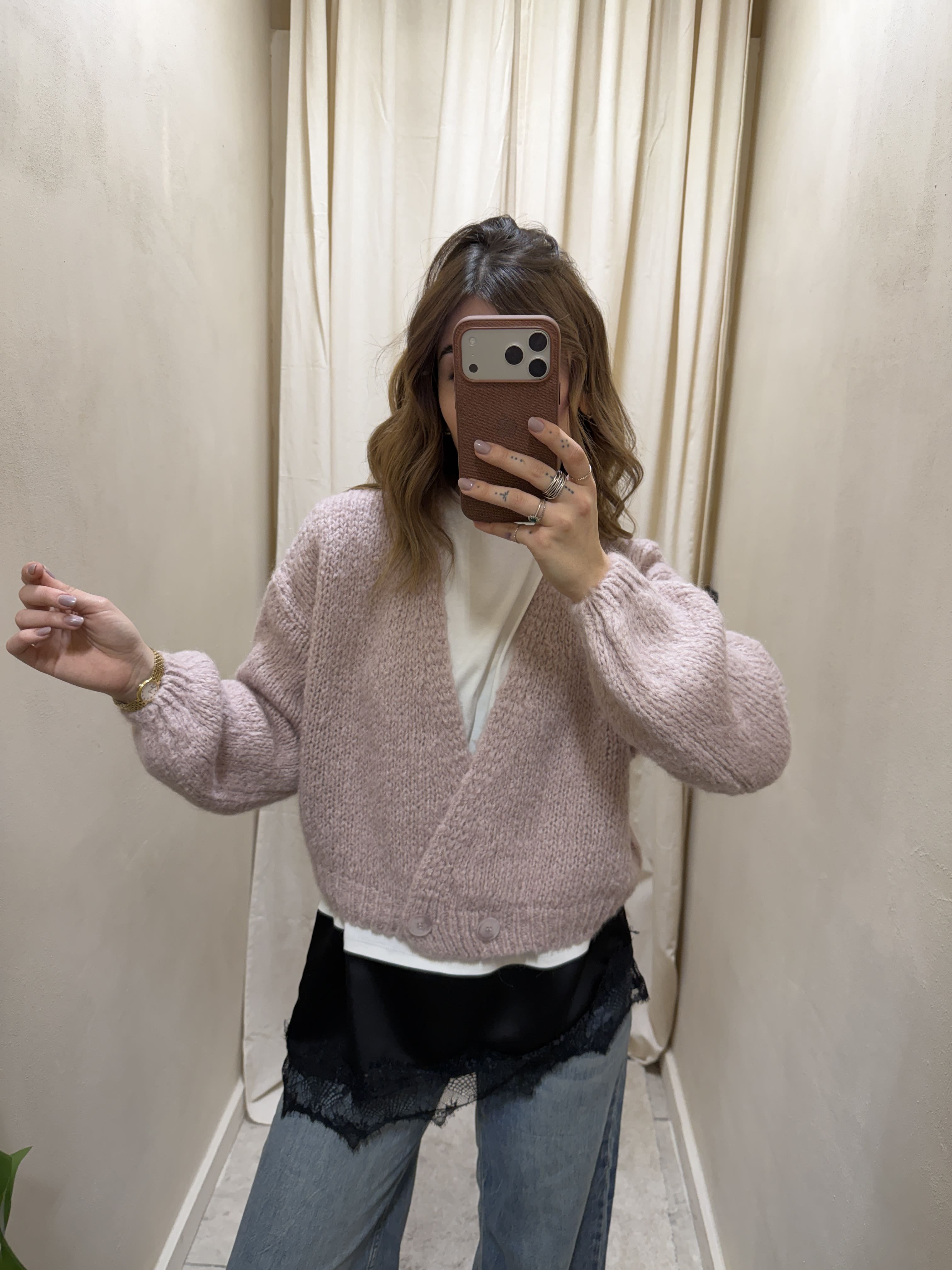 Maglione cardigan lana bouclè Dixie