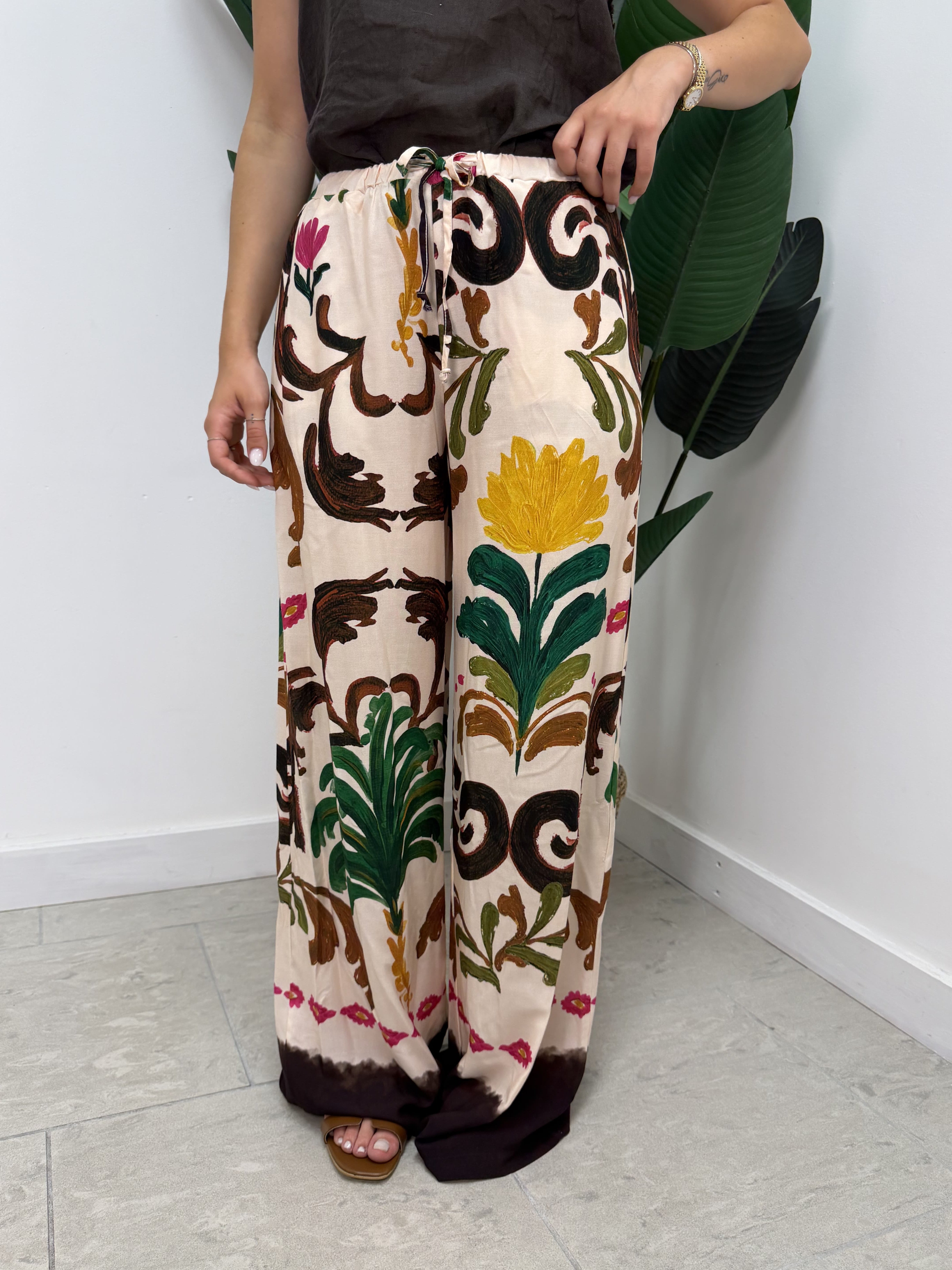 Pantalone fluido stampa floreale Tensione In