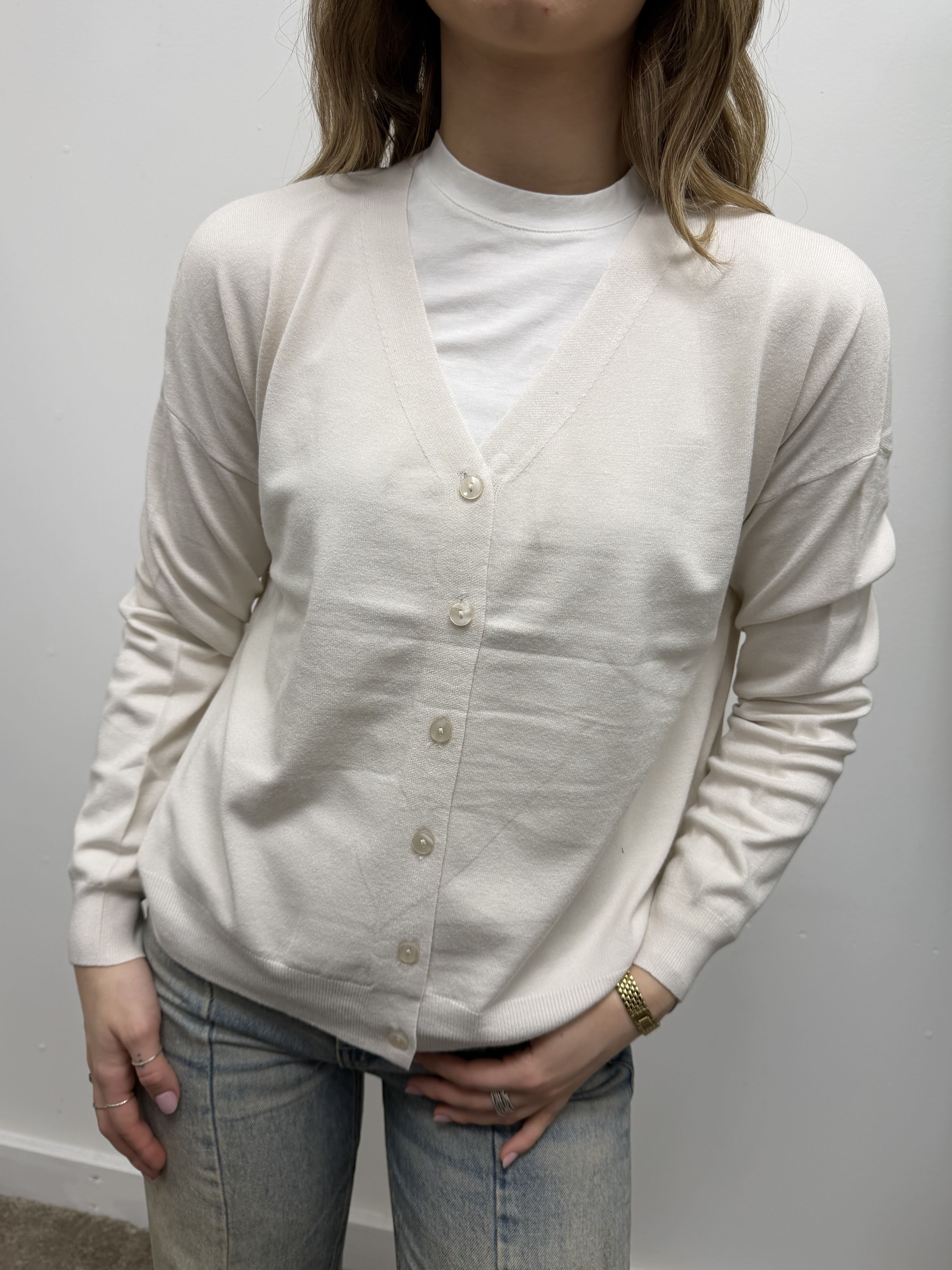 Cardigan basic scollo V 100% viscosa Susy Mix