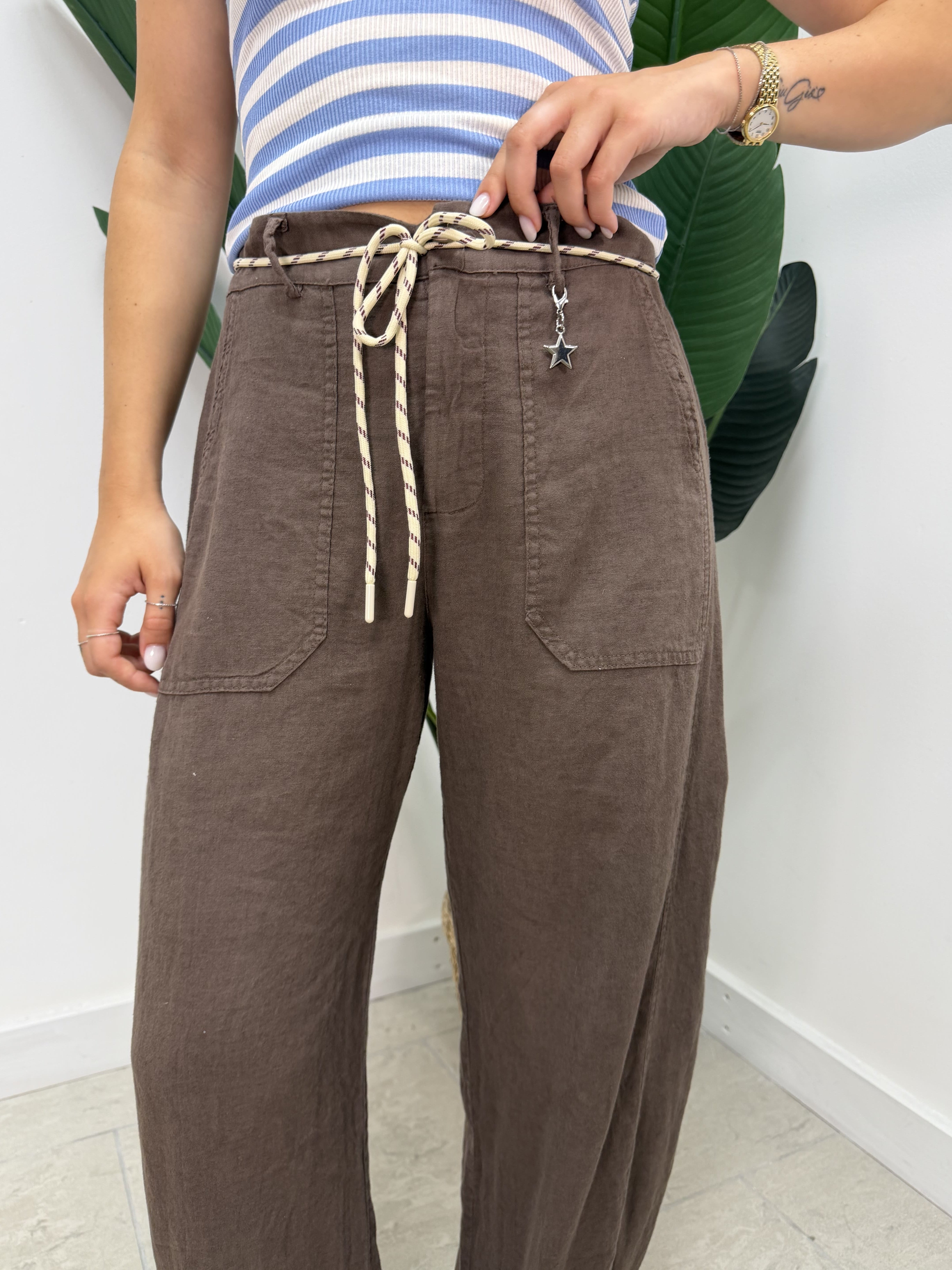 Pantalone stellina in lino Susy Mix